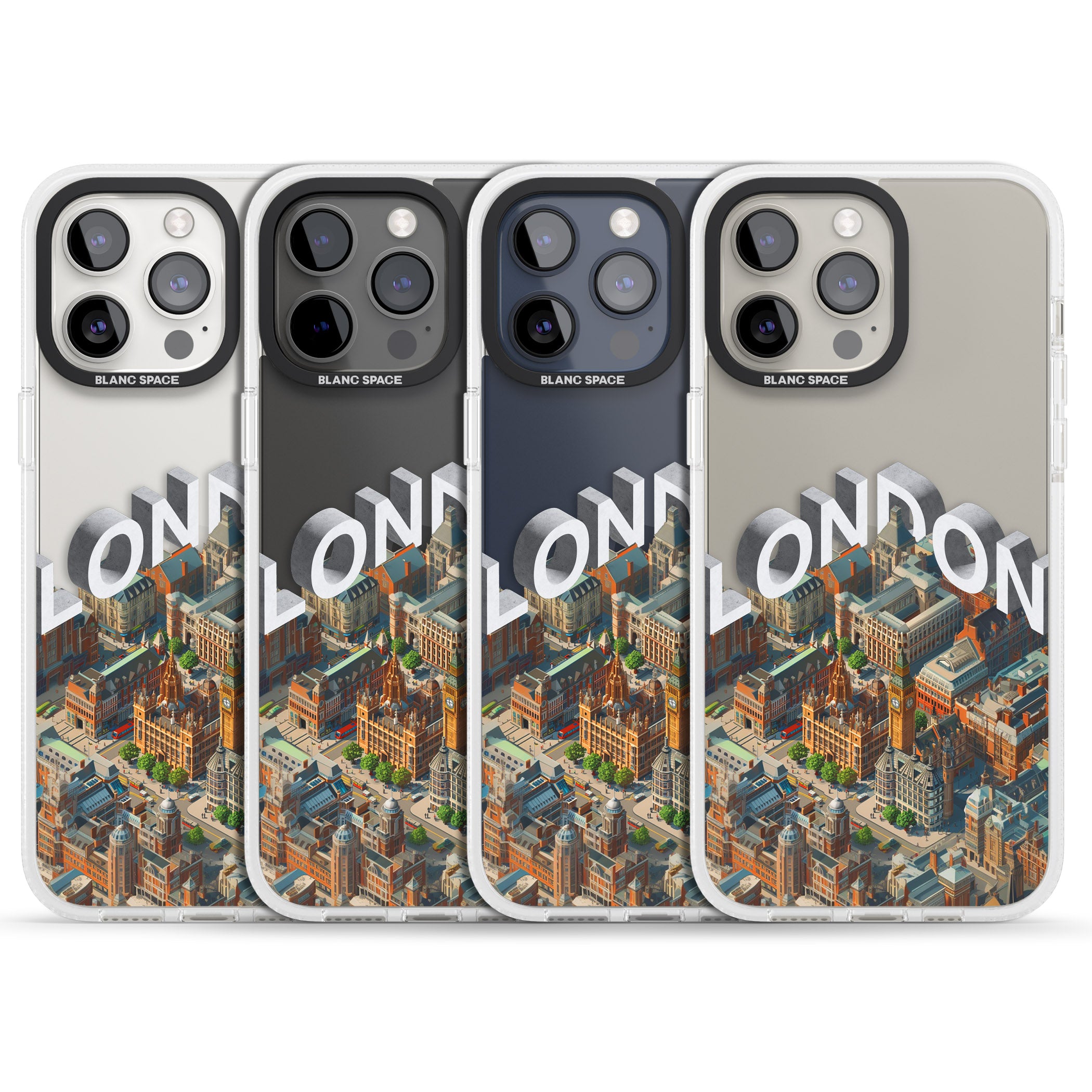 London iPhone 15 Pro Max / 15 Pro / 14 Pro Max / 14 Pro / 13 Pro Clear Case Impact Air - Blanc Space