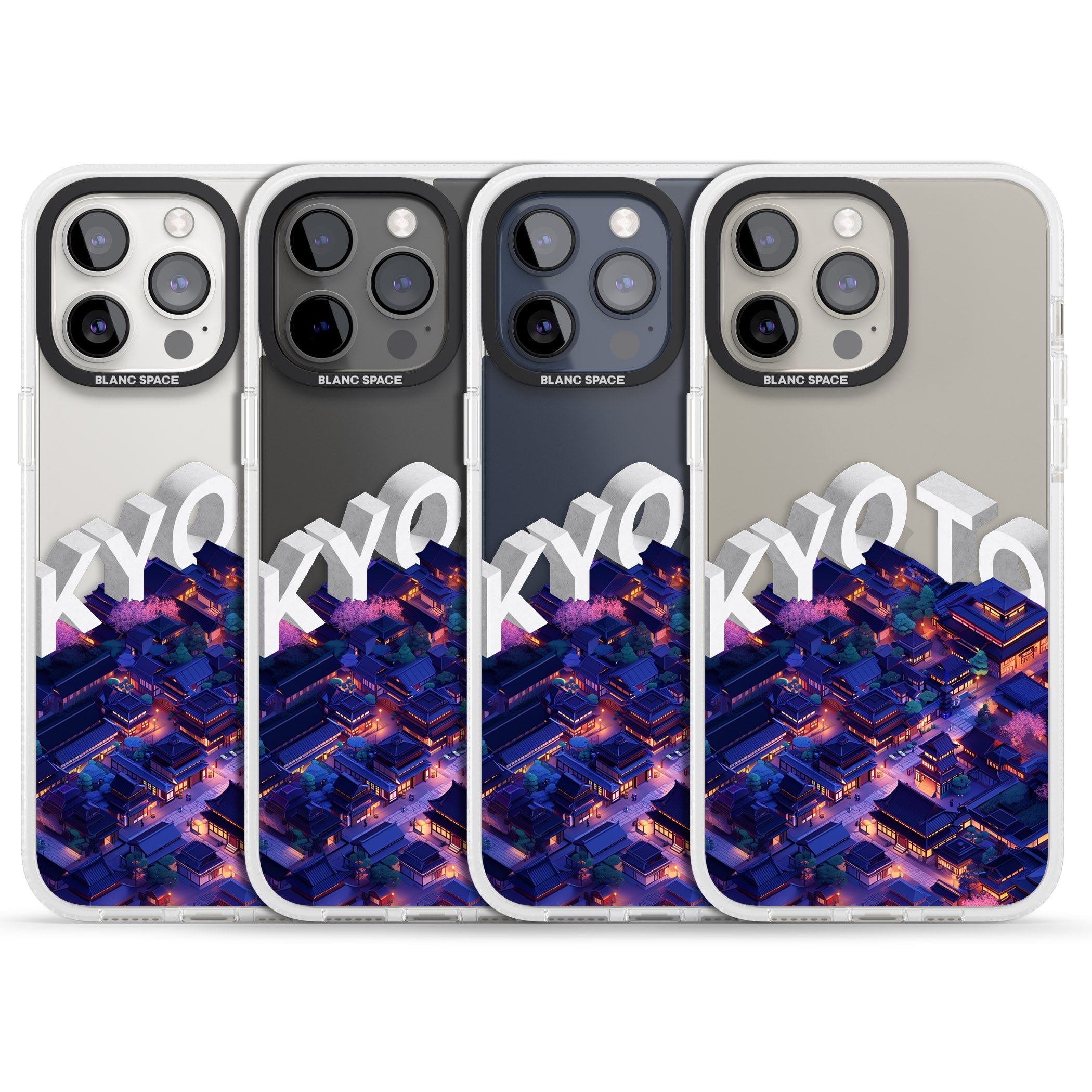 Kyoto iPhone 15 Pro Max / 15 Pro / 14 Pro Max / 14 Pro / 13 Pro Clear Case Impact Air - Blanc Space