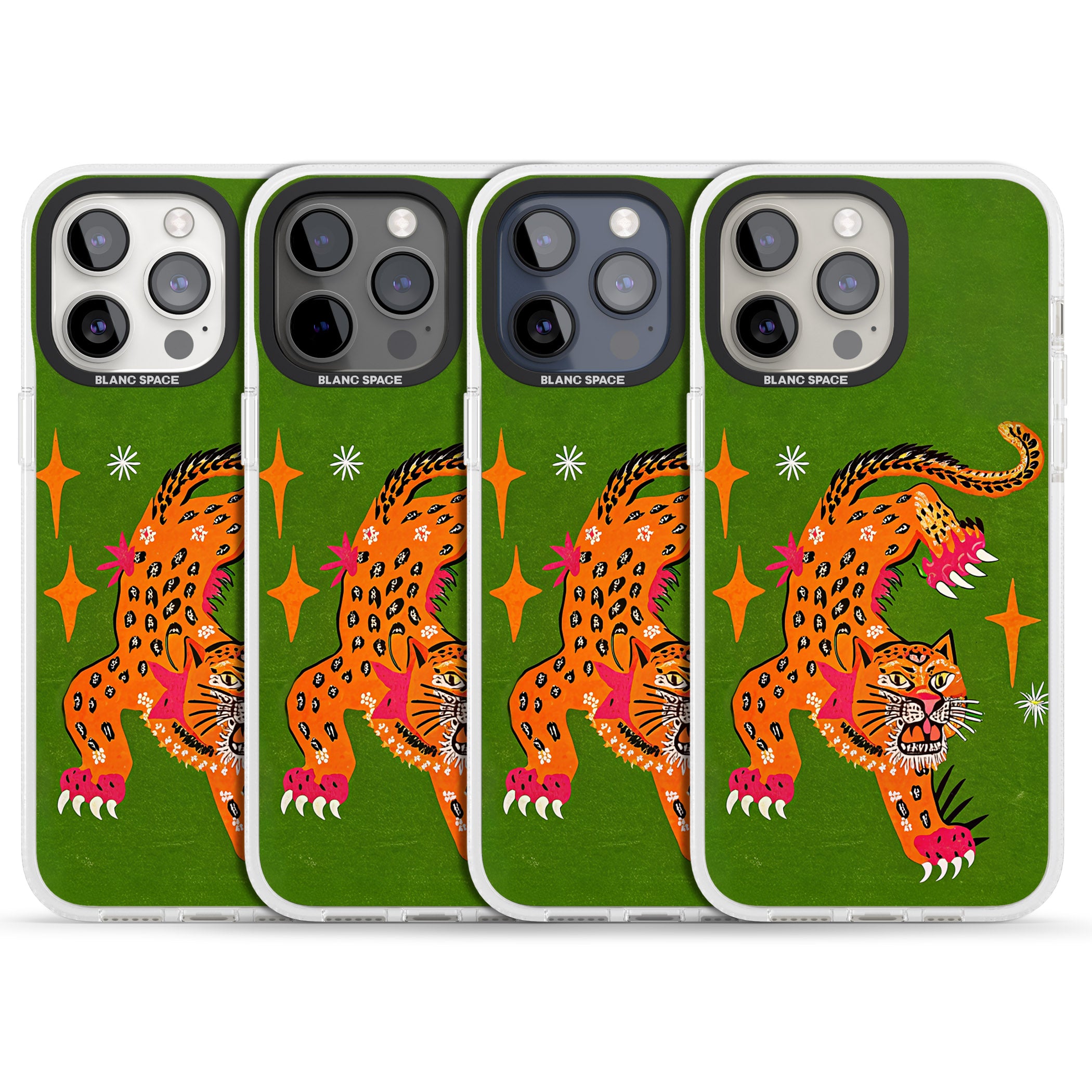 Fierce Jaguar iPhone 15 Pro Max / 15 Pro / 14 Pro Max / 14 Pro / 13 Pro Clear Case Impact Air - Blanc Space