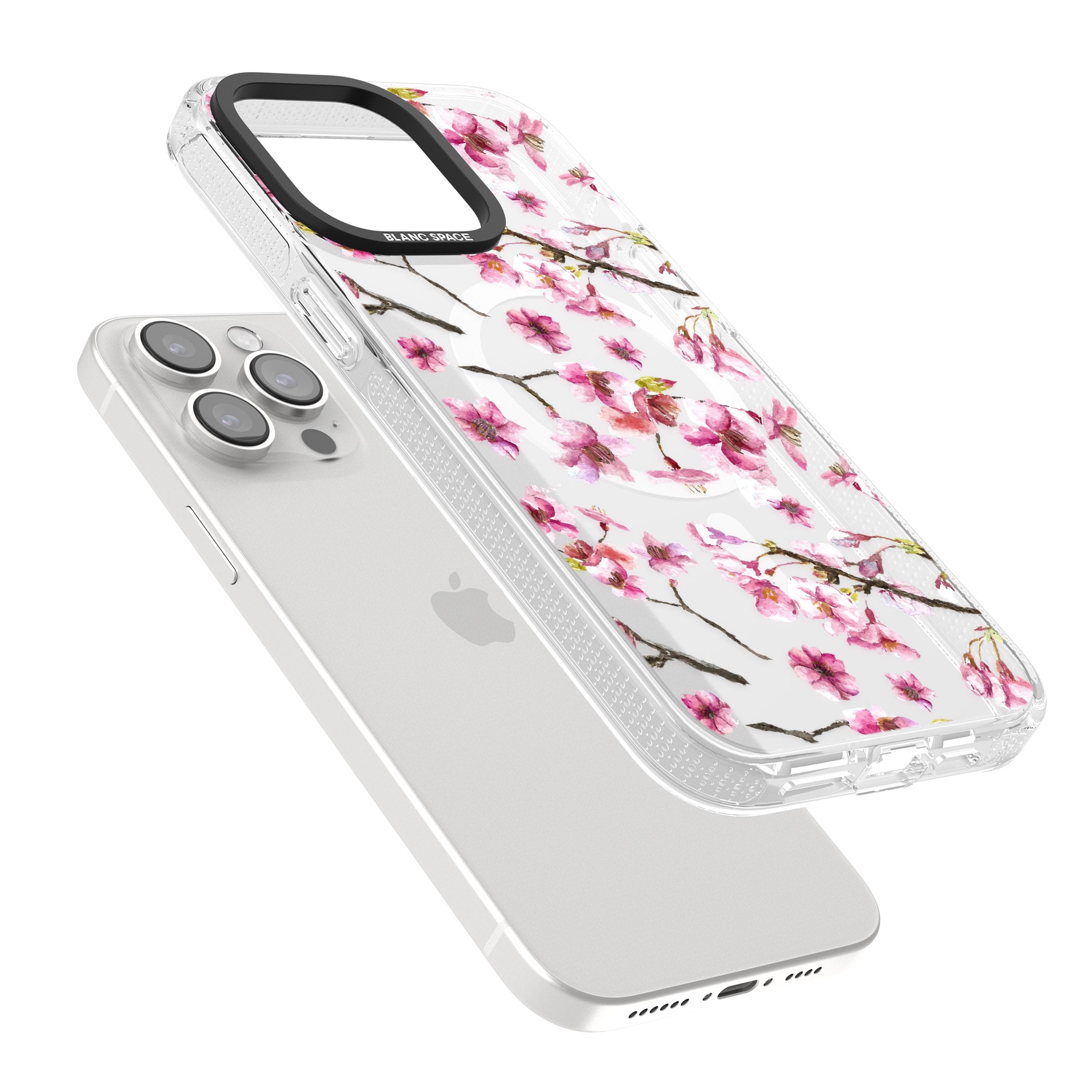 Sakura Watercolour iPhone 15 Pro Max / 15 Pro / 14 Pro Max / 14 Pro / 13 Pro Clear Case Impact Air - Blanc Space