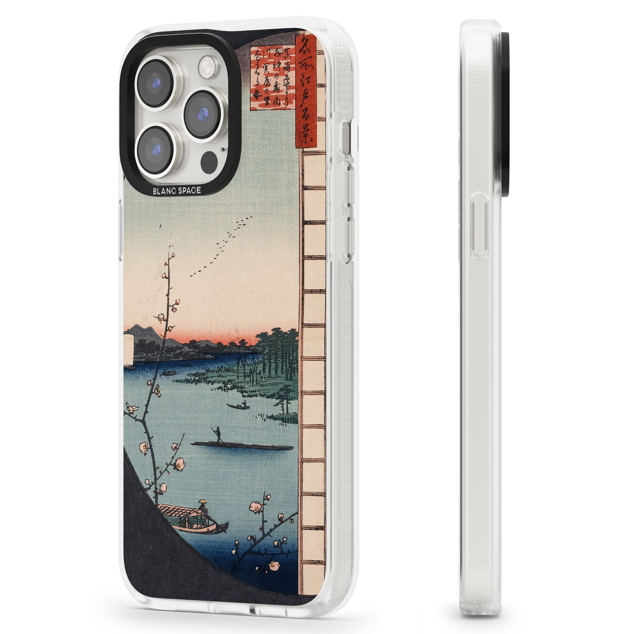 Vintage Japanese Illustrations Lake At Sunset iPhone 15 Pro Max / 15 Pro / 14 Pro Max / 14 Pro / 13 Pro Clear Case Impact Air - Blanc Space
