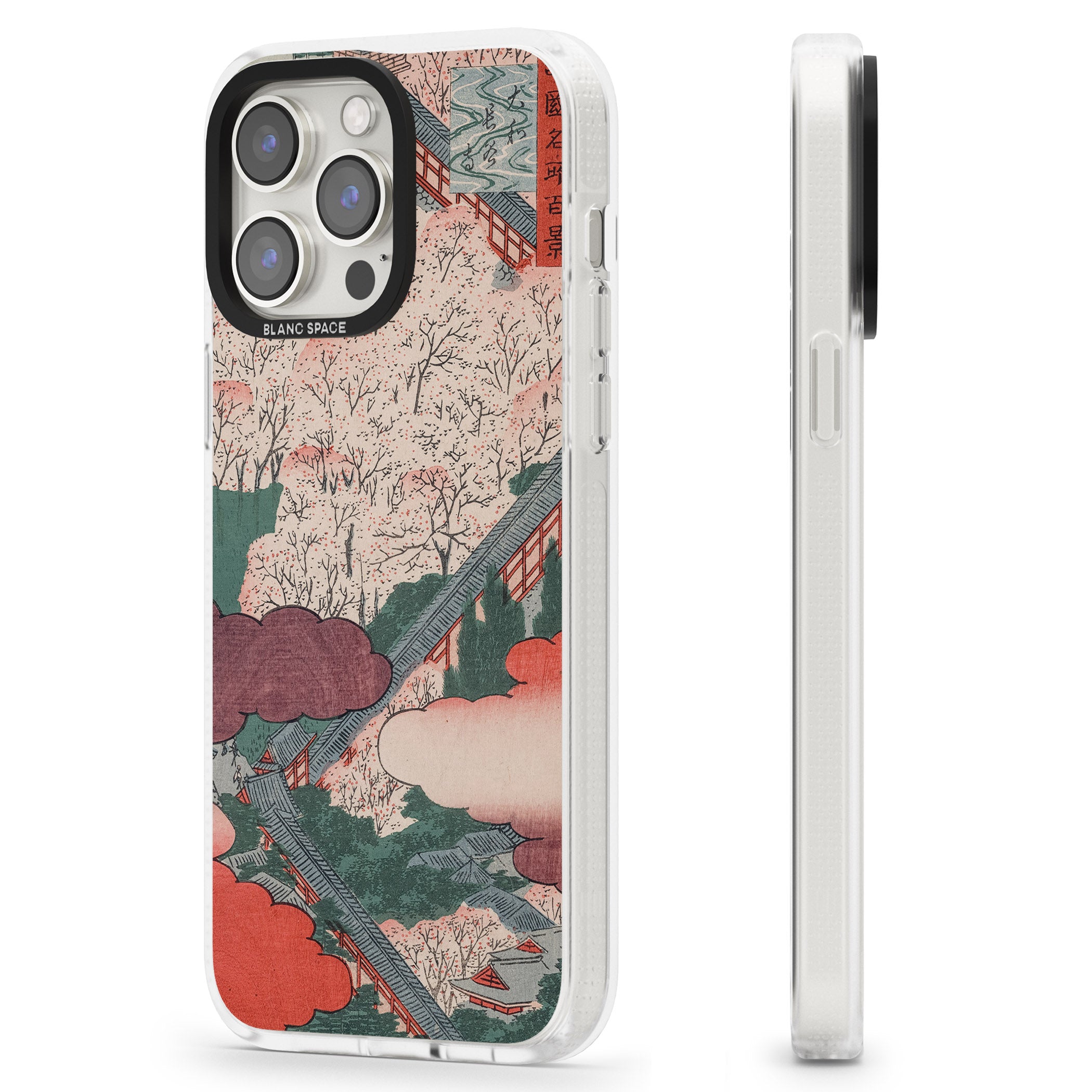 Vintage Japanese Illustrations Japanese City iPhone 15 Pro Max / 15 Pro / 14 Pro Max / 14 Pro / 13 Pro Clear Case Impact Air - Blanc Space