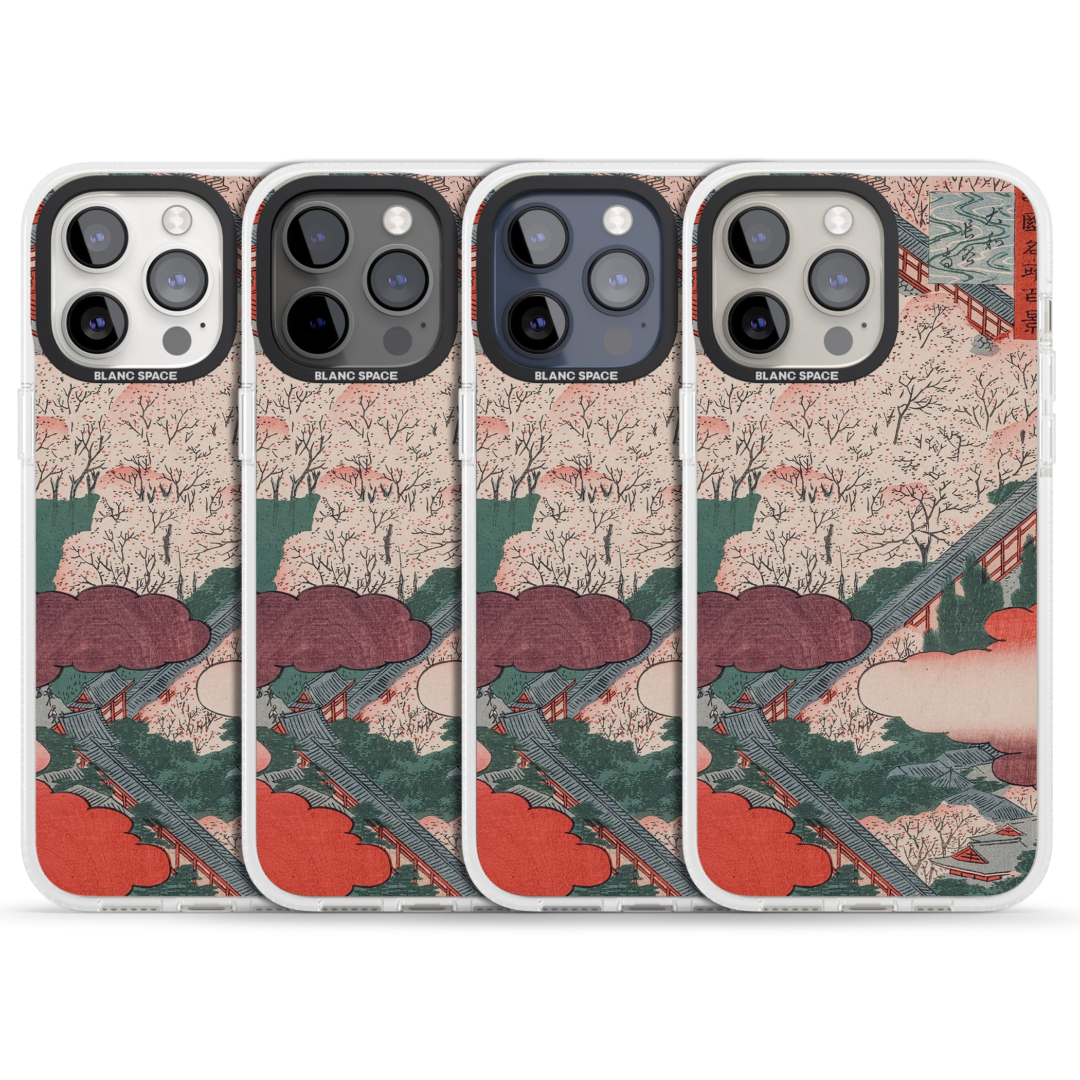Vintage Japanese Illustrations Japanese City iPhone 15 Pro Max / 15 Pro / 14 Pro Max / 14 Pro / 13 Pro Clear Case Impact Air - Blanc Space