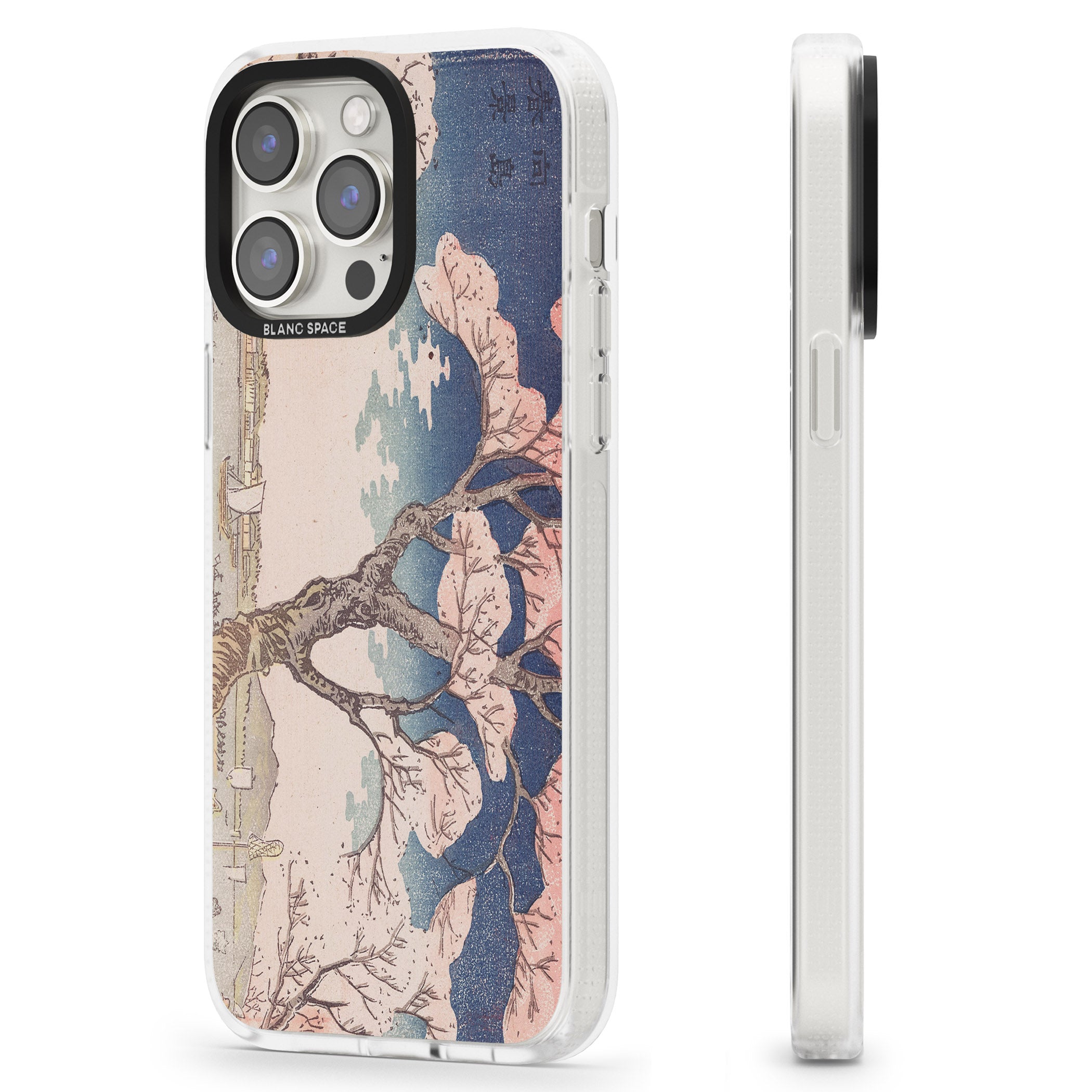Vintage Japanese Illustrations Cherry Tree iPhone 15 Pro Max / 15 Pro / 14 Pro Max / 14 Pro / 13 Pro Clear Case Impact Air - Blanc Space