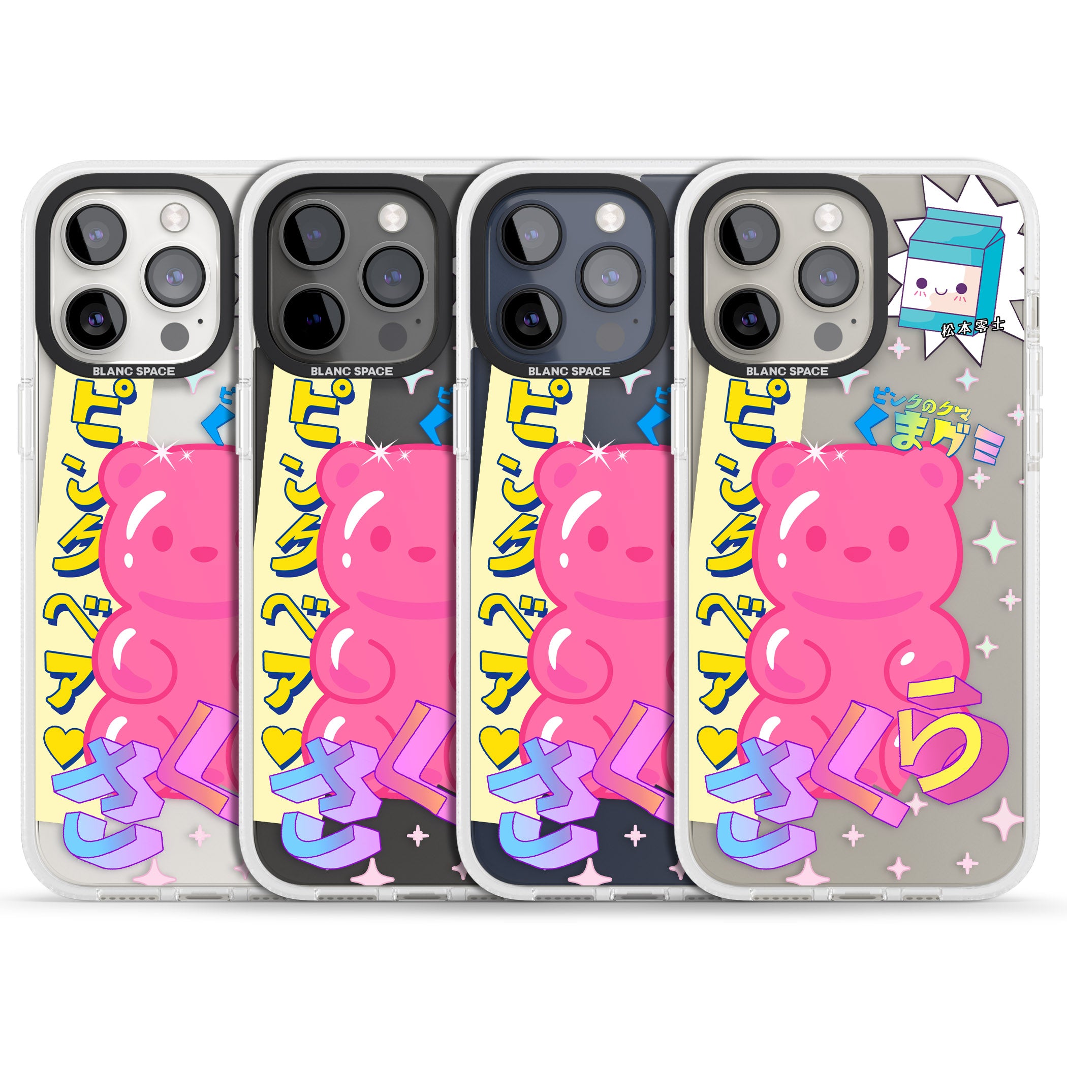 Kawaii Pink Bear Collage iPhone 15 Pro Max / 15 Pro / 14 Pro Max / 14 Pro / 13 Pro Clear Case Impact Air - Blanc Space