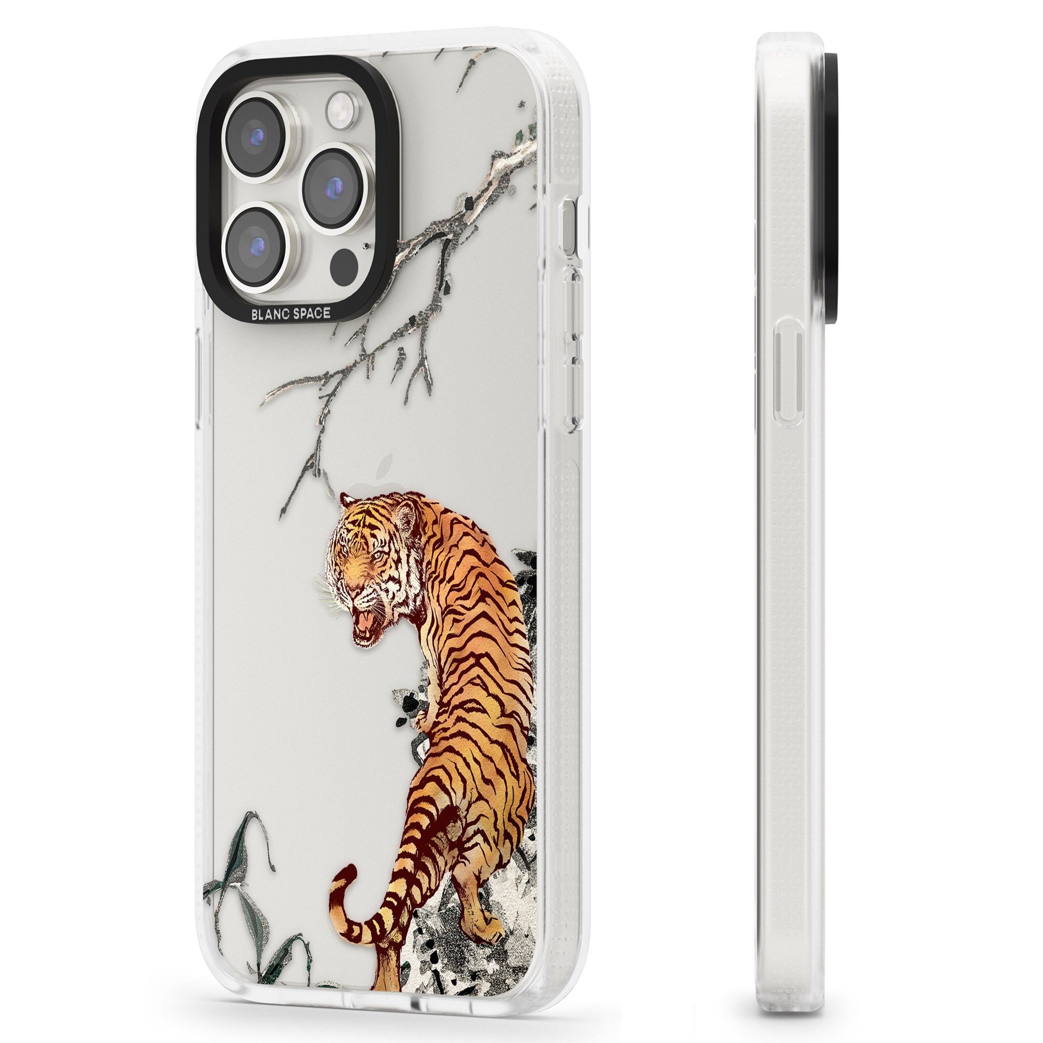 Roaring Tiger iPhone 15 Pro Max / 15 Pro / 14 Pro Max / 14 Pro / 13 Pro Clear Case Impact Air - Blanc Space