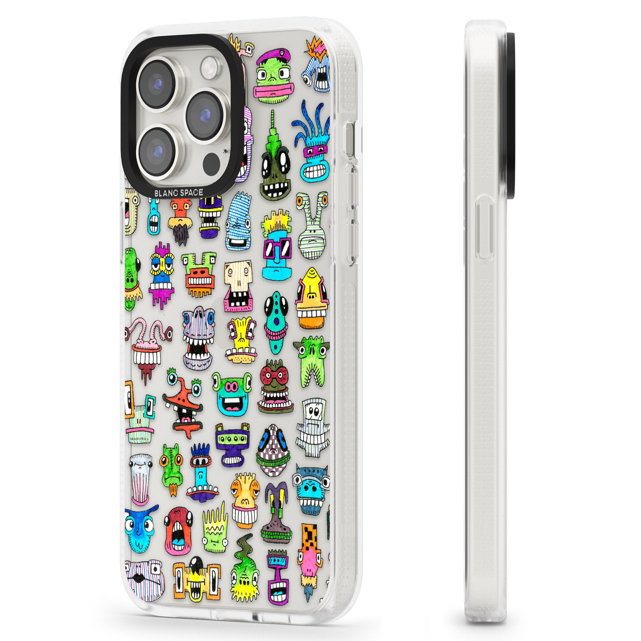 Familiar Faces iPhone 15 Pro Max / 15 Pro / 14 Pro Max / 14 Pro / 13 Pro Clear Case Impact Air - Blanc Space