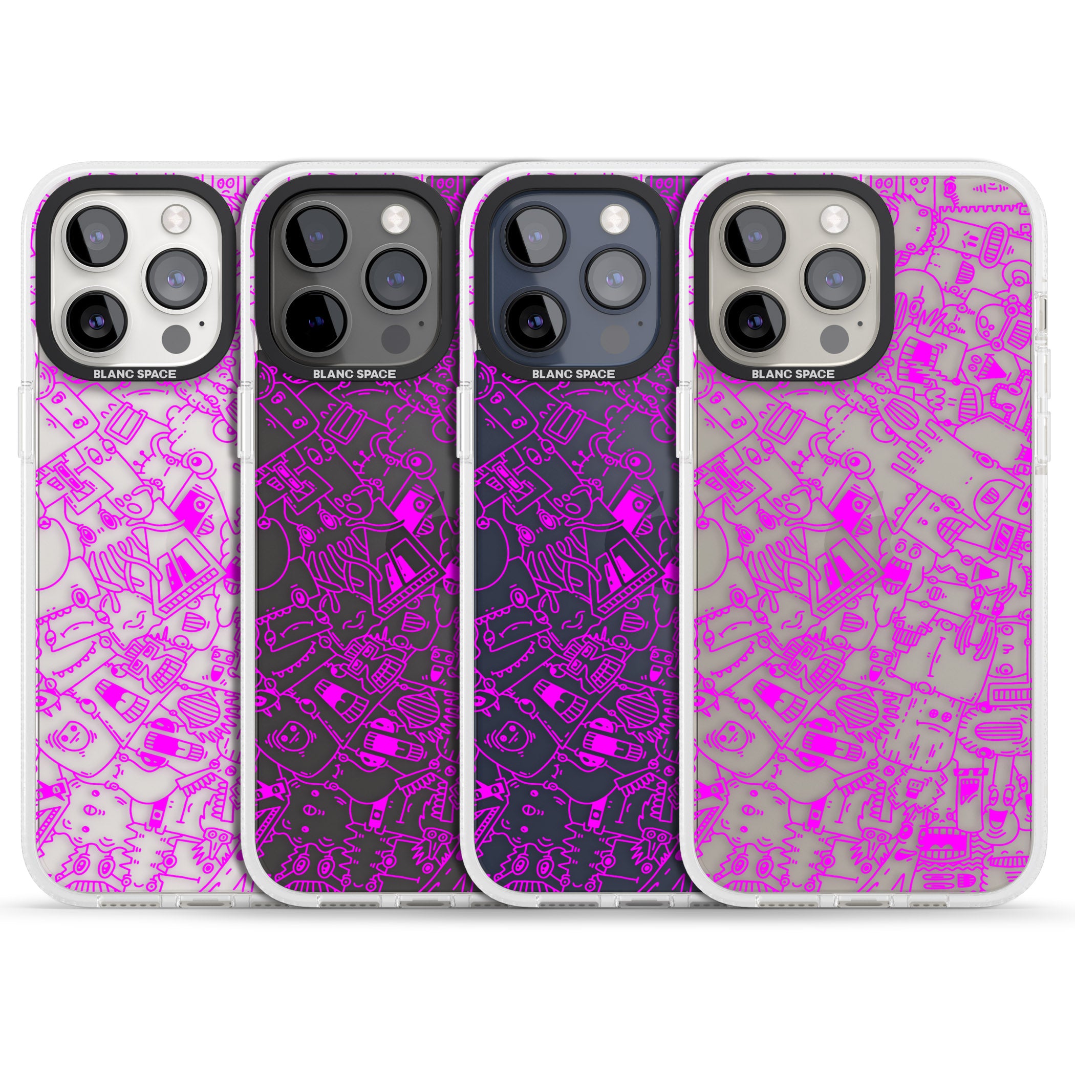 Pink Pals iPhone 15 Pro Max / 15 Pro / 14 Pro Max / 14 Pro / 13 Pro Clear Case Impact Air - Blanc Space