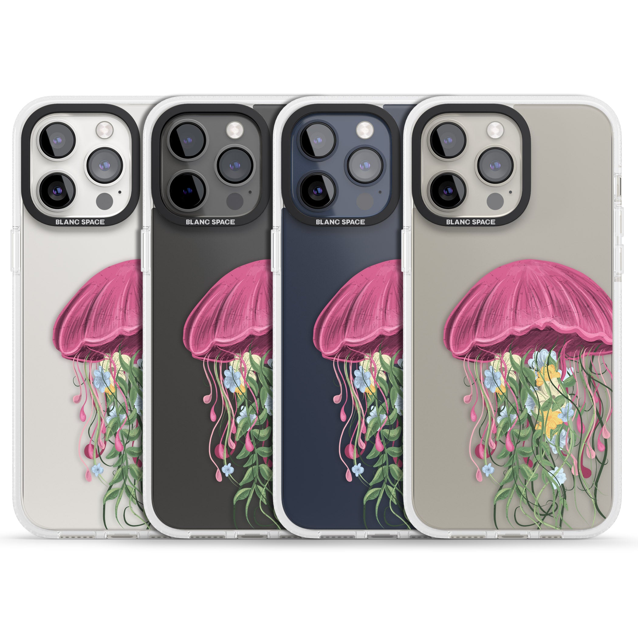 Botanical Jellyfish iPhone 15 Pro Max / 15 Pro / 14 Pro Max / 14 Pro / 13 Pro Clear Case Impact Air - Blanc Space
