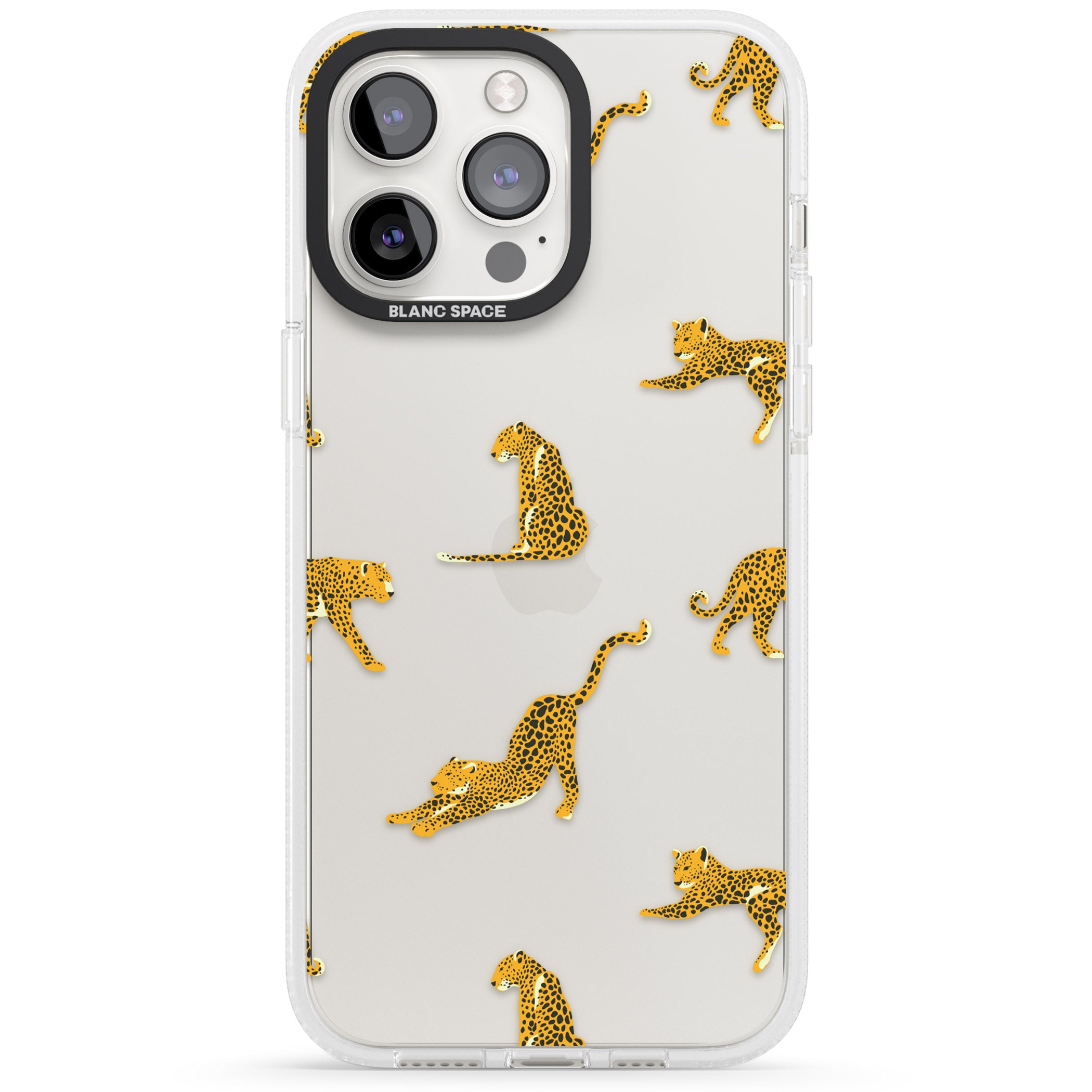 Clear Jaguar Jungle Cat Pattern iPhone 15 Pro Max / 15 Pro / 14 Pro Max / 14 Pro / 13 Pro Clear Case Impact Air - Blanc Space