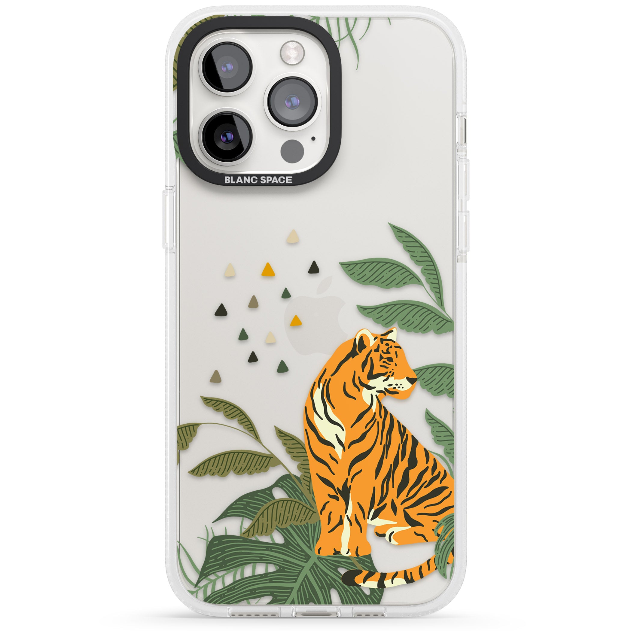 Large Tiger Clear Jungle Cat Pattern iPhone 15 Pro Max / 15 Pro / 14 Pro Max / 14 Pro / 13 Pro Clear Case Impact Air - Blanc Space