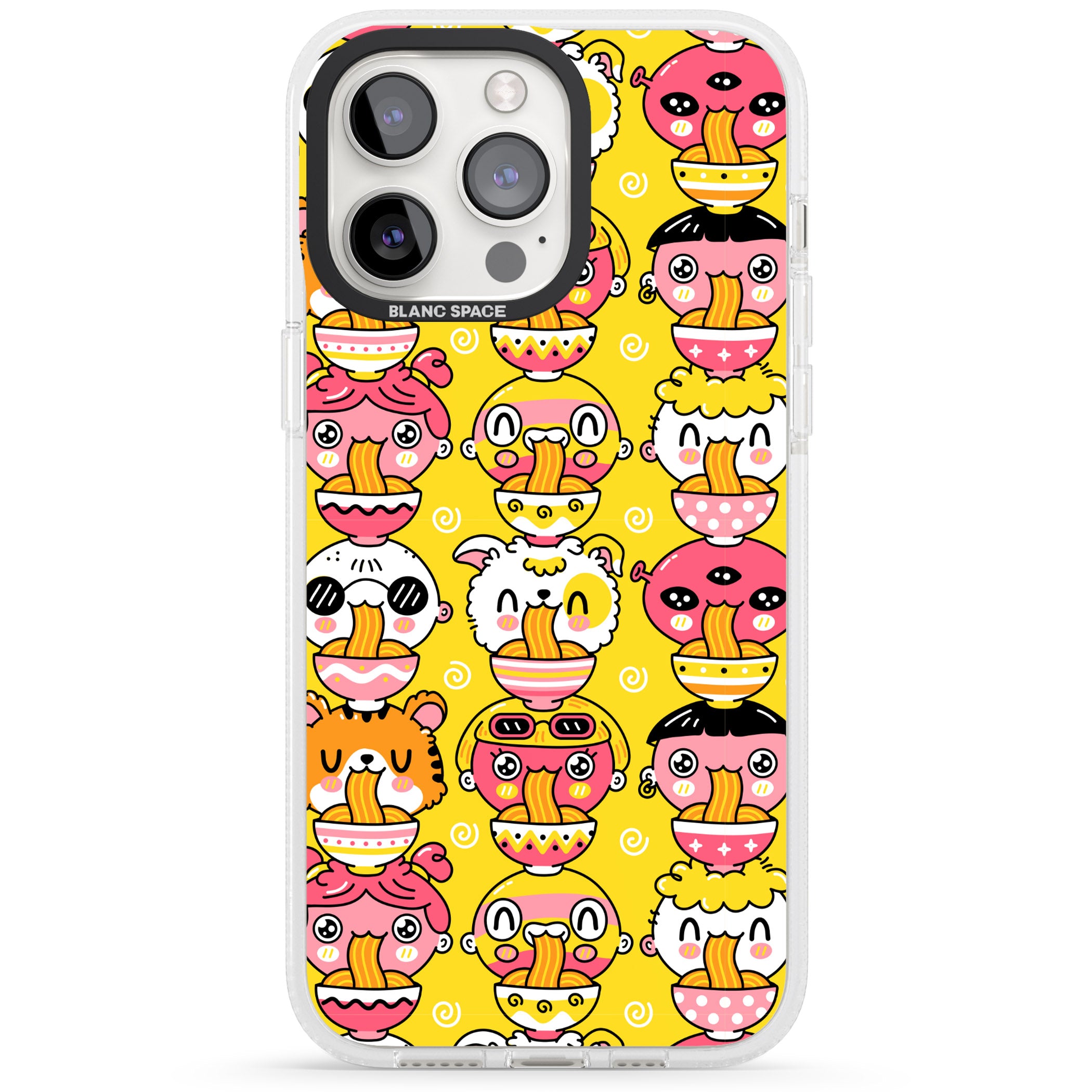 Ramen Noodle Kawaii Pattern iPhone 15 Pro Max / 15 Pro / 14 Pro Max / 14 Pro / 13 Pro Clear Case Impact Air - Blanc Space