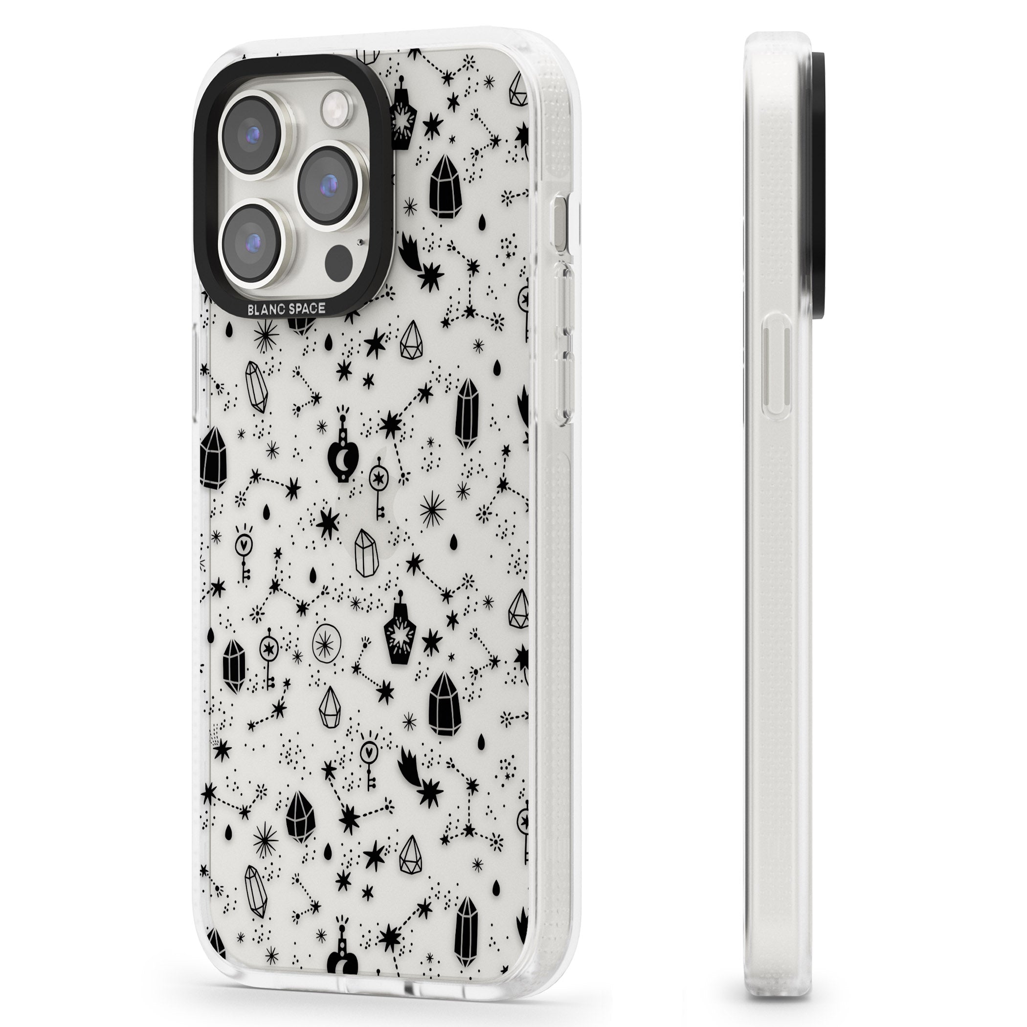 Black Magic iPhone 15 Pro Max / 15 Pro / 14 Pro Max / 14 Pro / 13 Pro Clear Case Impact Air - Blanc Space