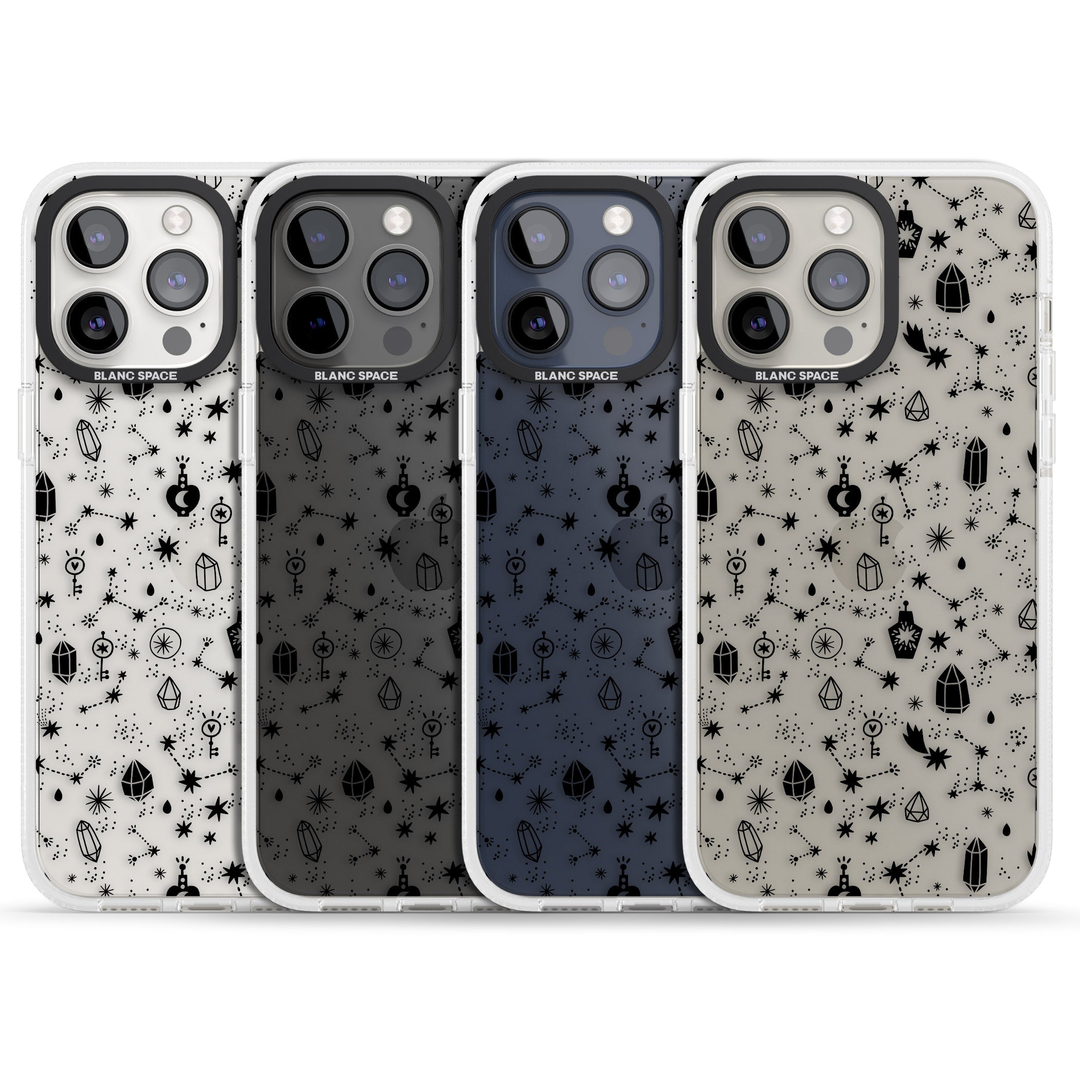 Black Magic iPhone 15 Pro Max / 15 Pro / 14 Pro Max / 14 Pro / 13 Pro Clear Case Impact Air - Blanc Space