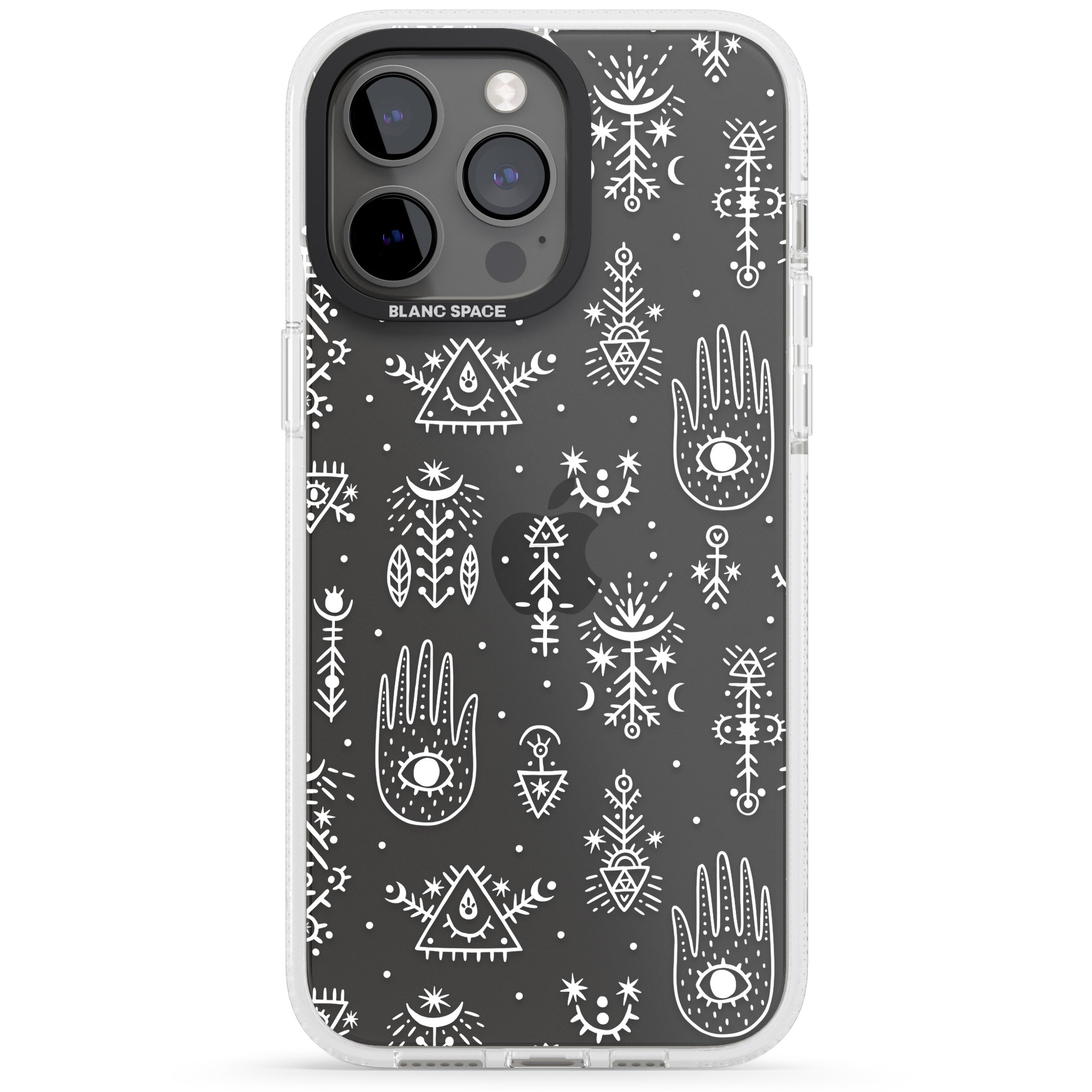 Black Tribal Palms iPhone 15 Pro Max / 15 Pro / 14 Pro Max / 14 Pro / 13 Pro Clear Case Impact Air - Blanc Space