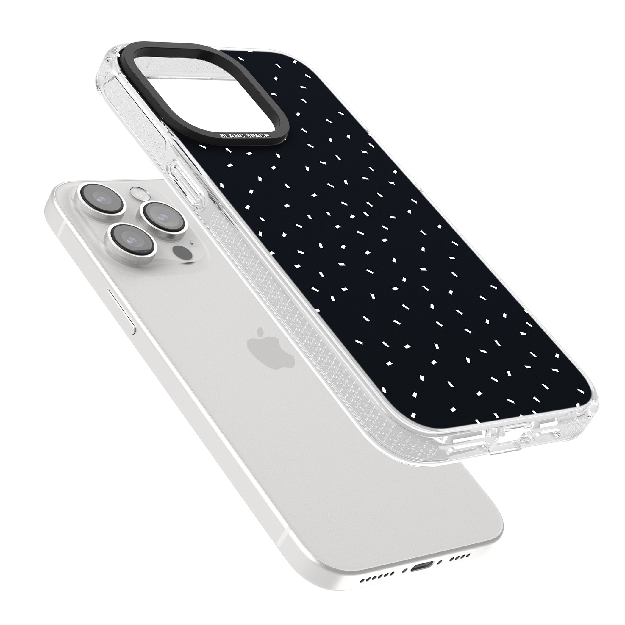 Confetti (Black) iPhone 15 Pro Max / 15 Pro / 14 Pro Max / 14 Pro / 13 Pro Clear Case Impact Air - Blanc Space