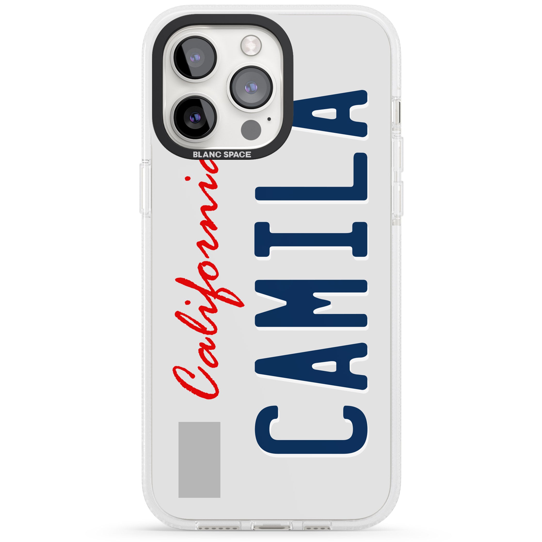 California License Plate iPhone 15 Pro Max / 15 Pro / 14 Pro Max / 14 Pro / 13 Pro Clear Case Impact Air - Blanc Space