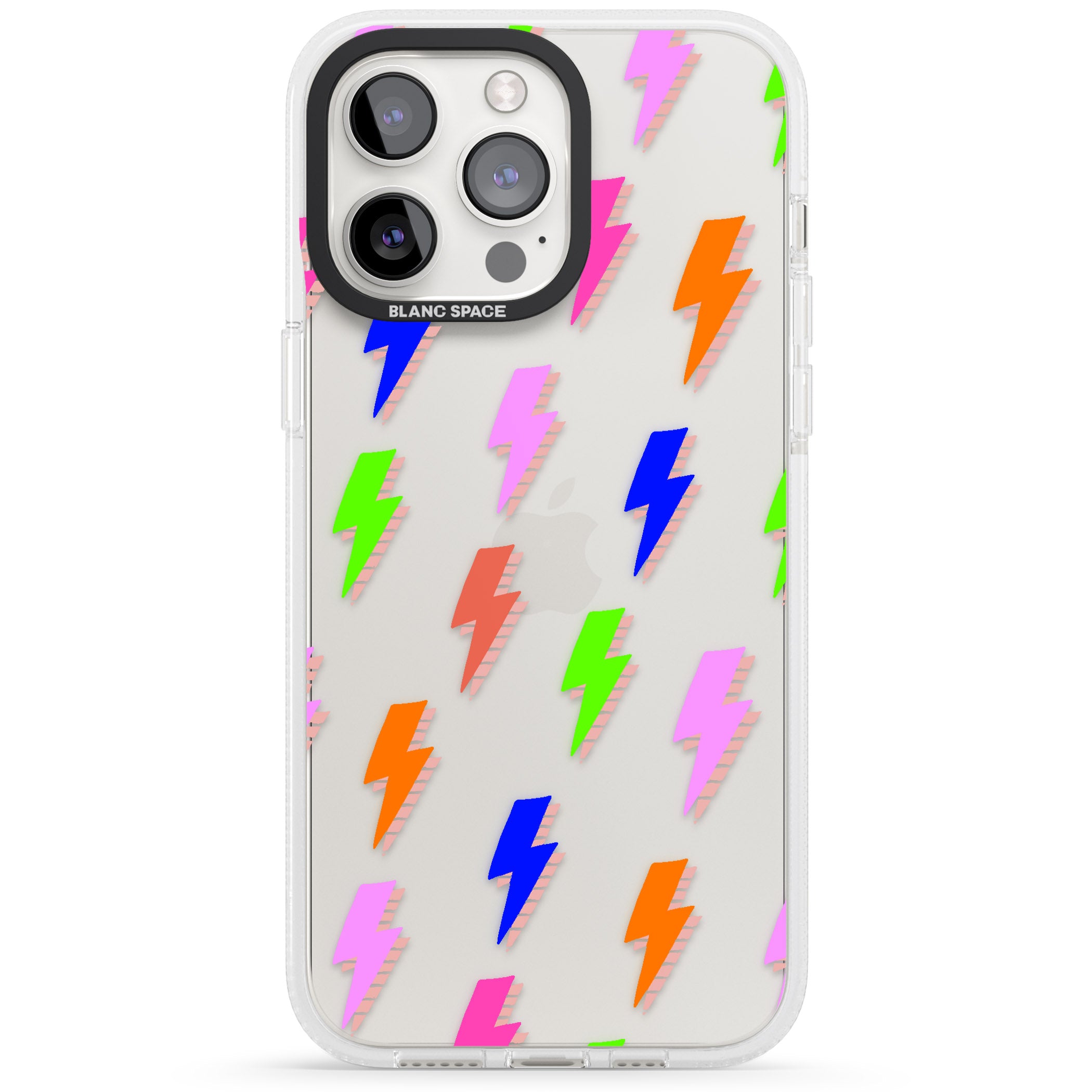 Rainbow Pop Lightning iPhone 15 Pro Max / 15 Pro / 14 Pro Max / 14 Pro / 13 Pro Clear Case Impact Air - Blanc Space