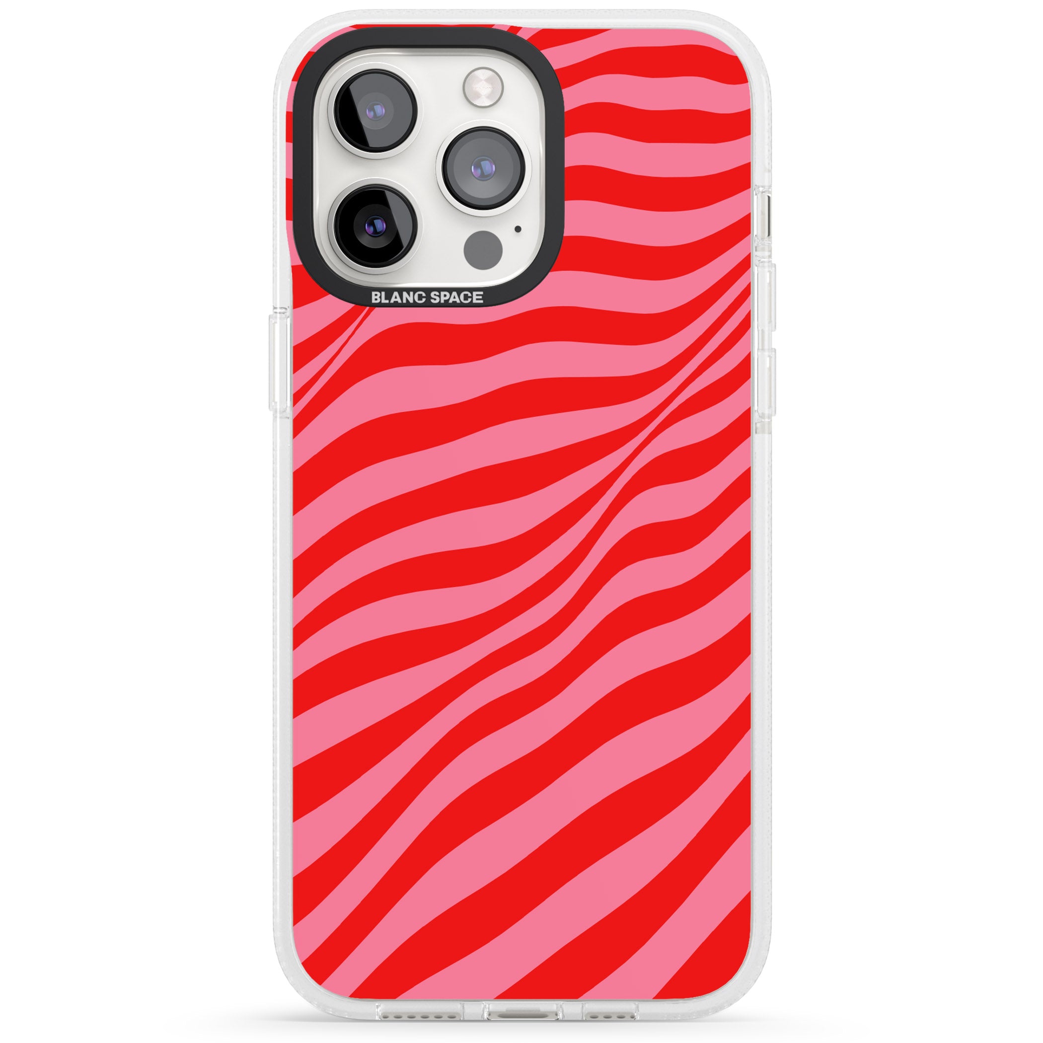 Pink & Red Distorted Line iPhone 15 Pro Max / 15 Pro / 14 Pro Max / 14 Pro / 13 Pro Clear Case Impact Air - Blanc Space