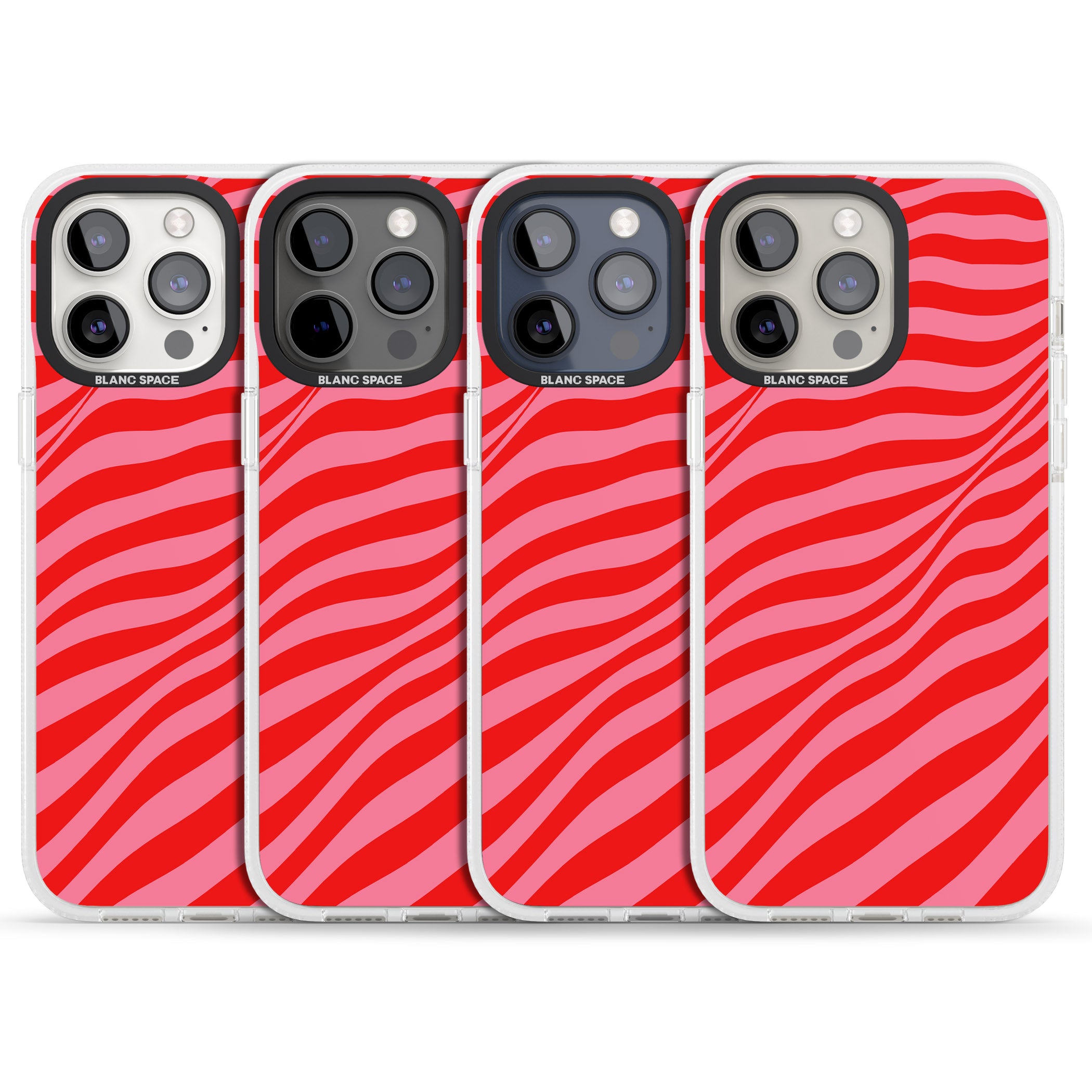 Pink & Red Distorted Line iPhone 15 Pro Max / 15 Pro / 14 Pro Max / 14 Pro / 13 Pro Clear Case Impact Air - Blanc Space