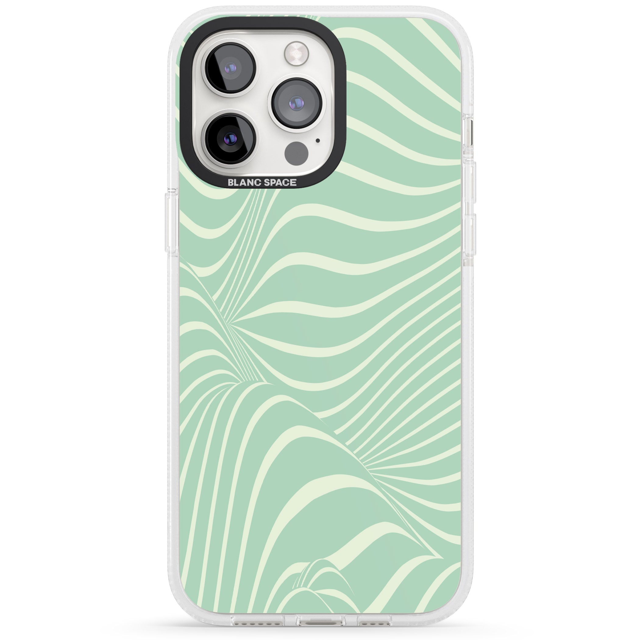 Mint Green Distorted Line iPhone 15 Pro Max / 15 Pro / 14 Pro Max / 14 Pro / 13 Pro Clear Case Impact Air - Blanc Space
