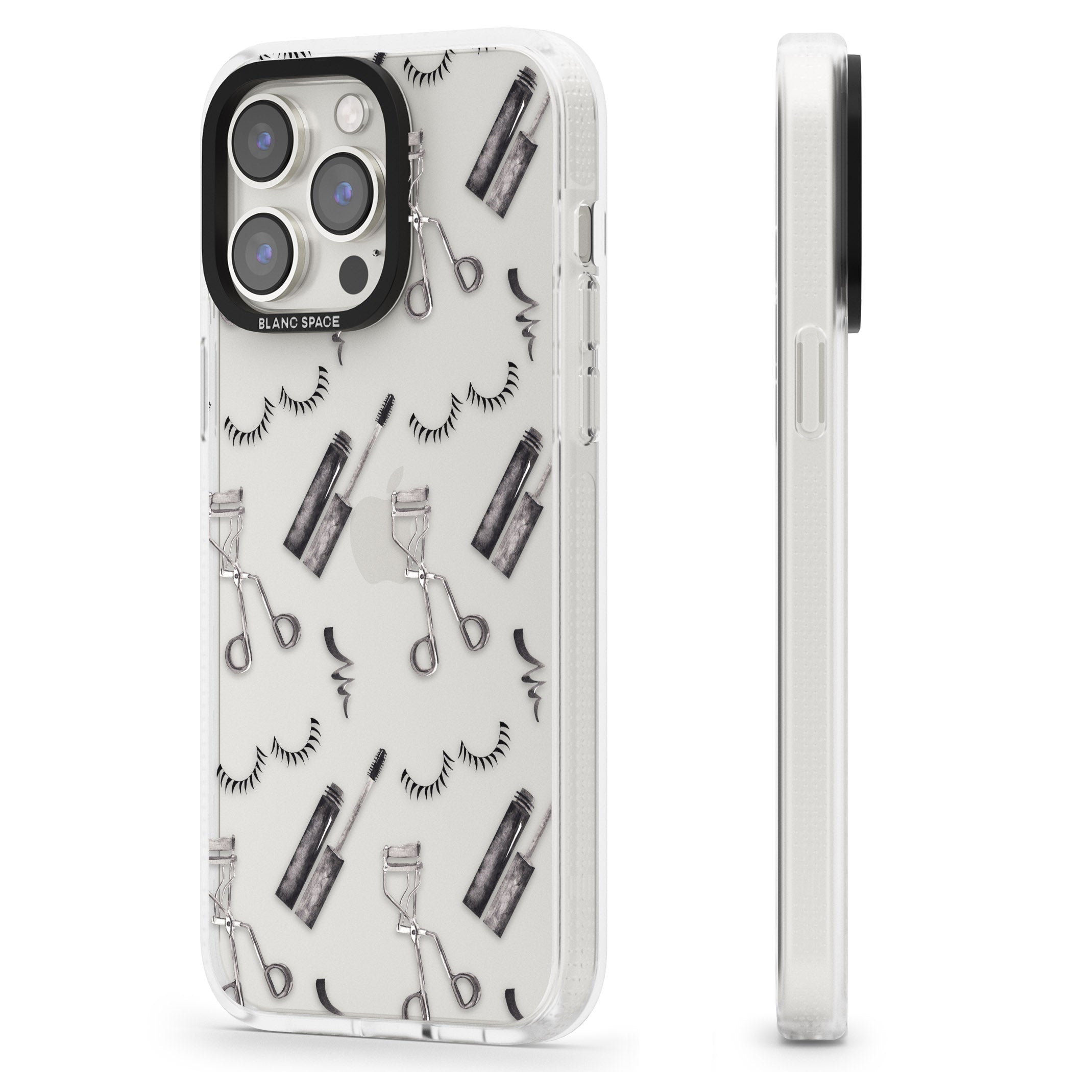 Eyelash Makeup Pattern iPhone 15 Pro Max / 15 Pro / 14 Pro Max / 14 Pro / 13 Pro Clear Case Impact Air - Blanc Space