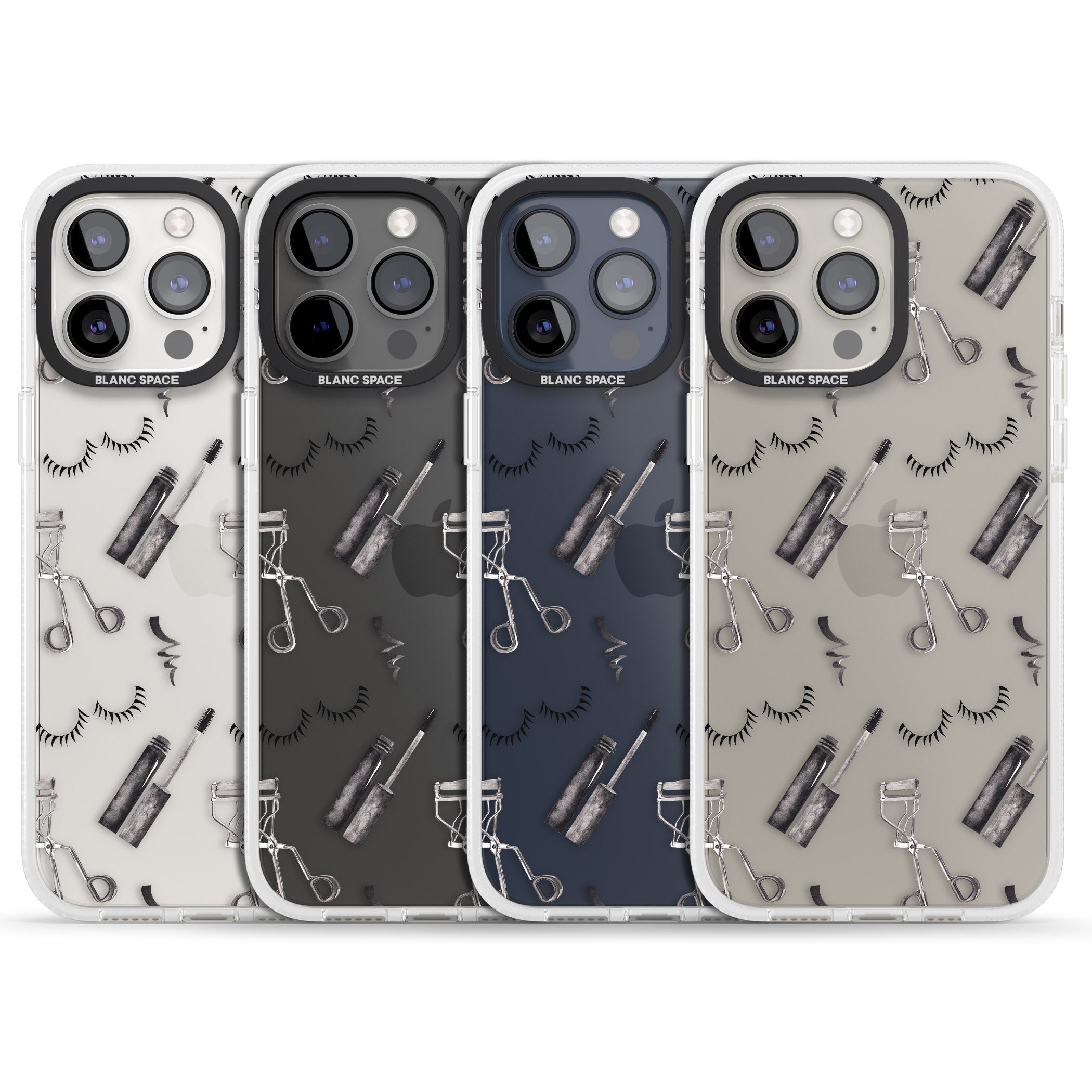 Eyelash Makeup Pattern iPhone 15 Pro Max / 15 Pro / 14 Pro Max / 14 Pro / 13 Pro Clear Case Impact Air - Blanc Space