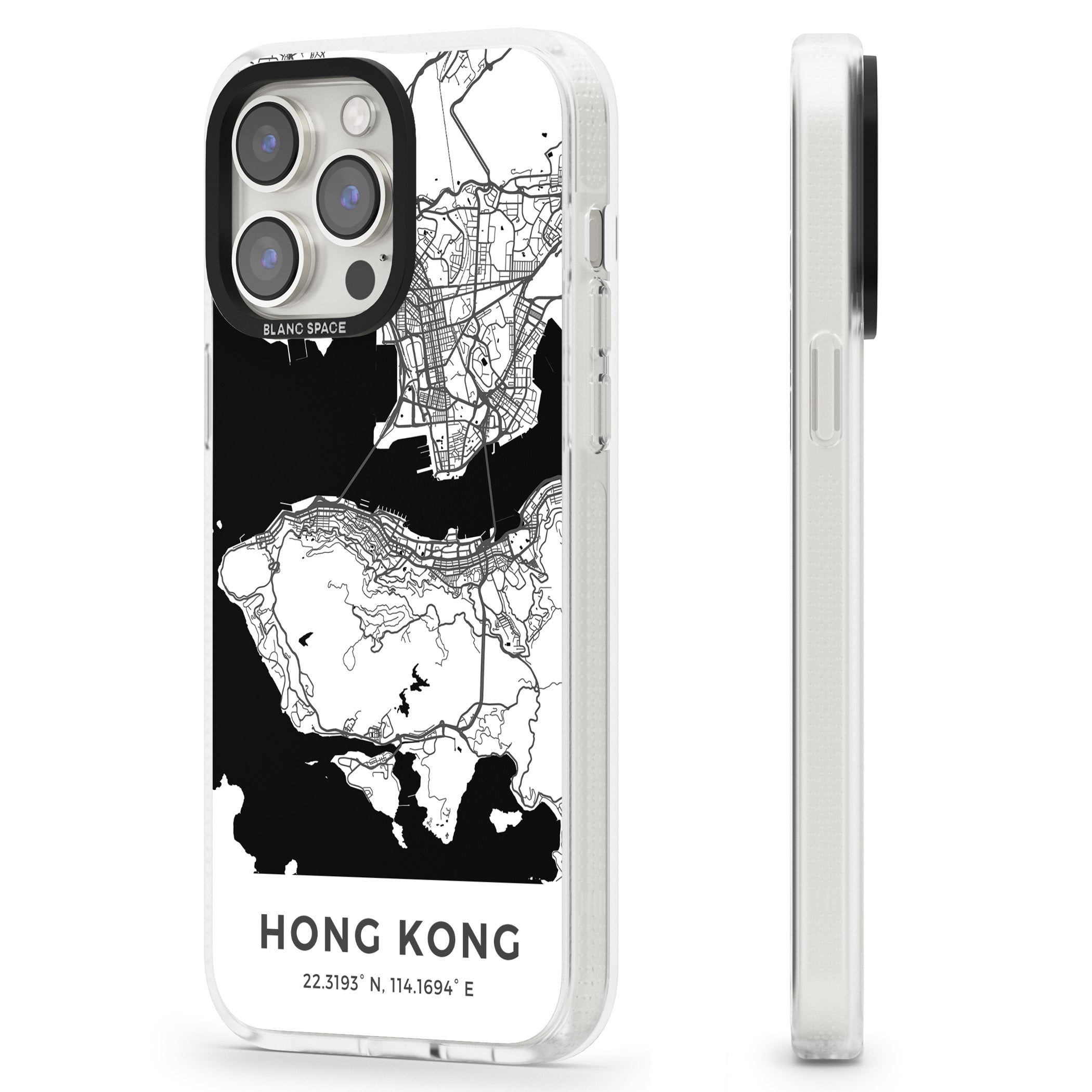 Map of Hong Kong iPhone 15 Pro Max / 15 Pro / 14 Pro Max / 14 Pro / 13 Pro Clear Case Impact Air - Blanc Space
