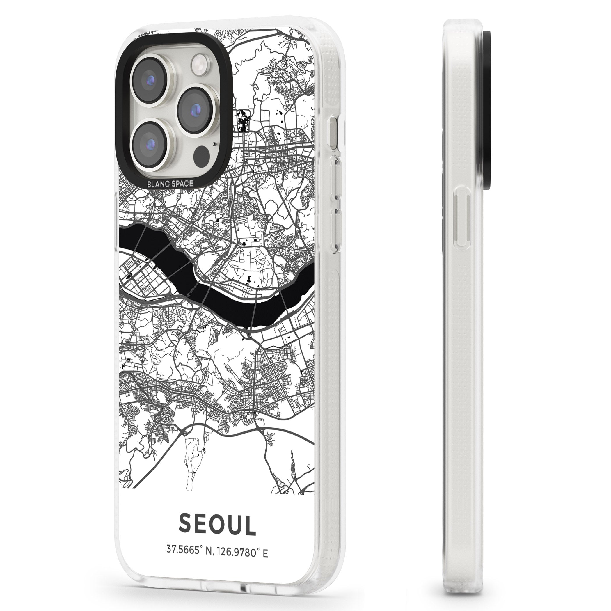 Map of Seoul, South Korea iPhone 15 Pro Max / 15 Pro / 14 Pro Max / 14 Pro / 13 Pro Clear Case Impact Air - Blanc Space