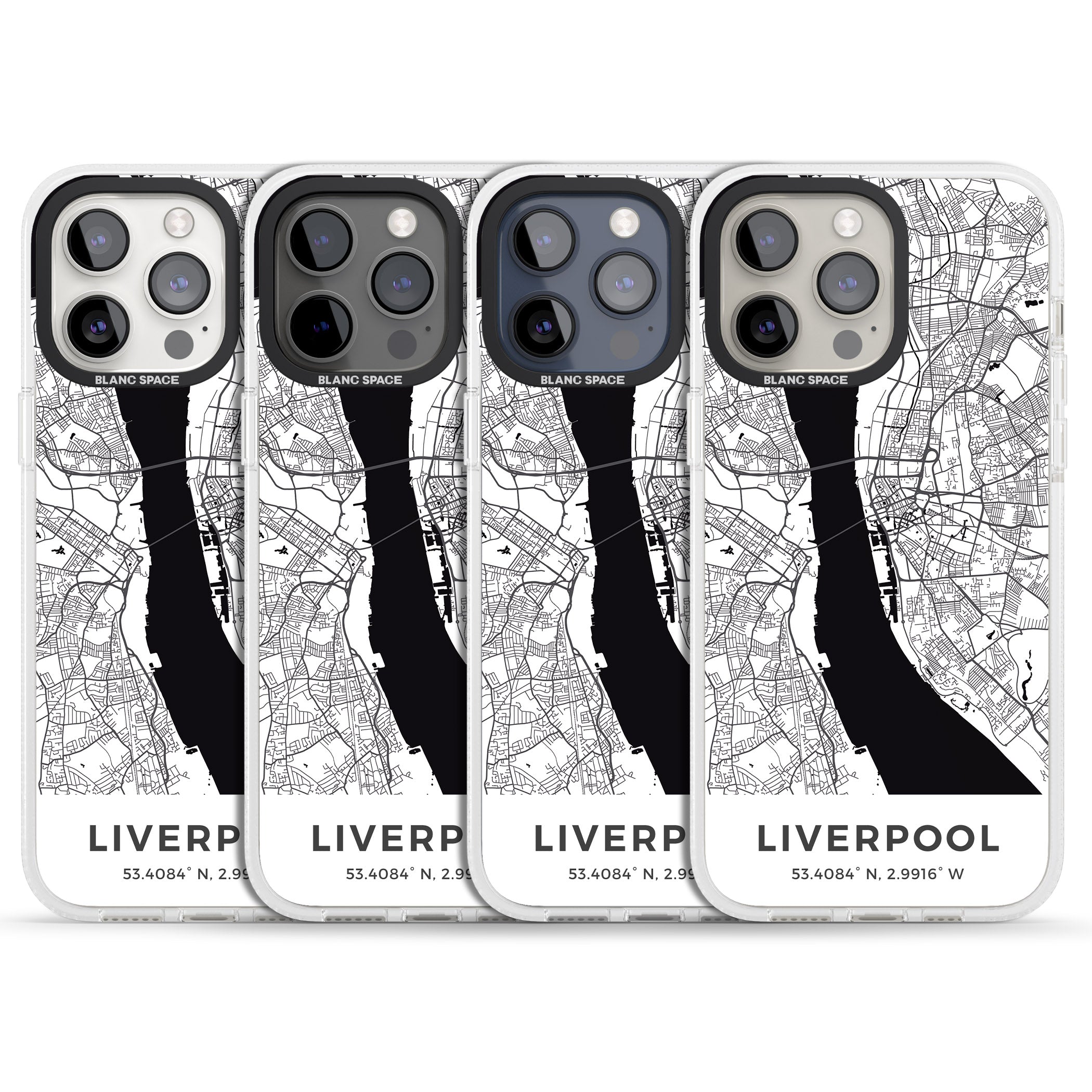 Map of Liverpool, England iPhone 15 Pro Max / 15 Pro / 14 Pro Max / 14 Pro / 13 Pro Clear Case Impact Air - Blanc Space