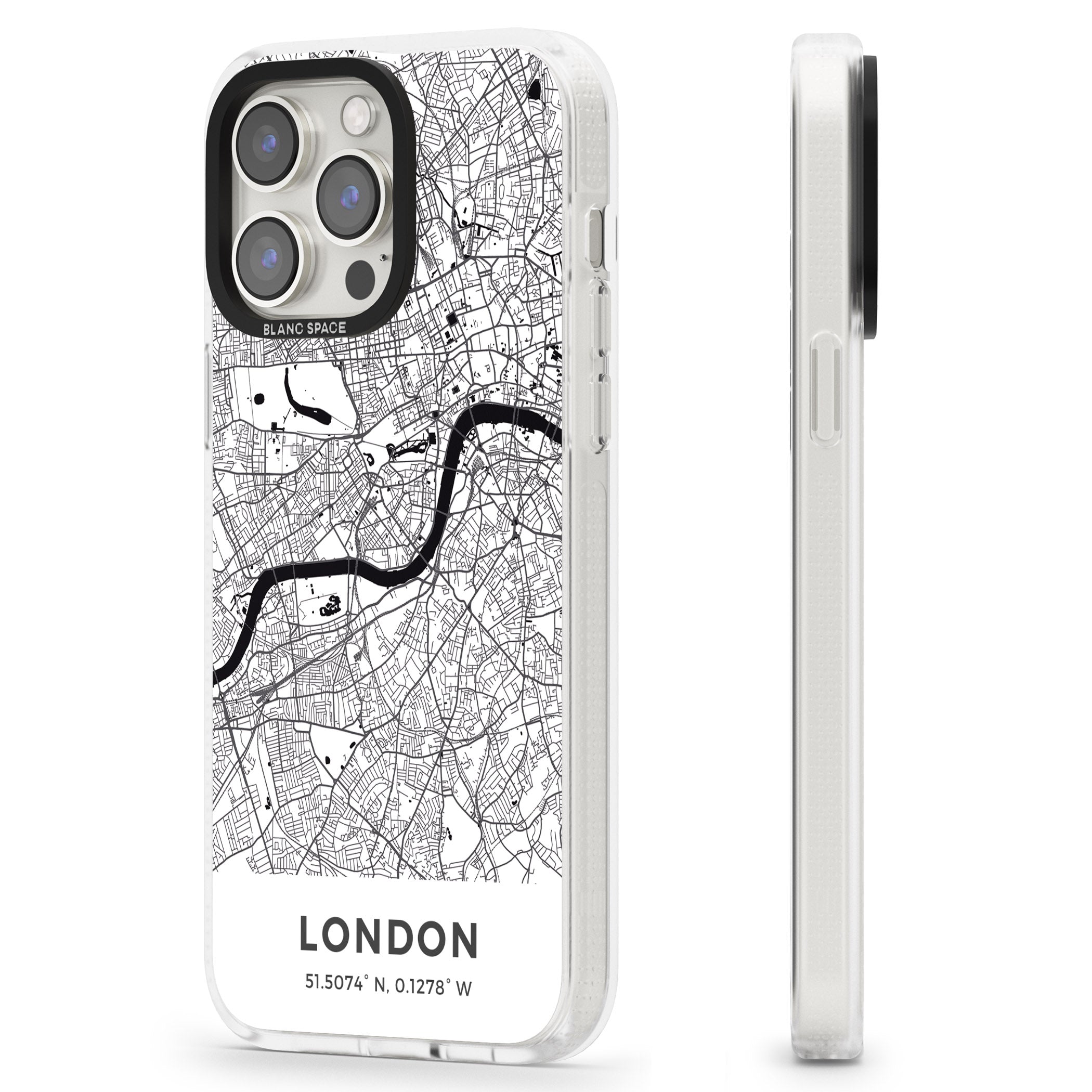 Map of London, England iPhone 15 Pro Max / 15 Pro / 14 Pro Max / 14 Pro / 13 Pro Clear Case Impact Air - Blanc Space
