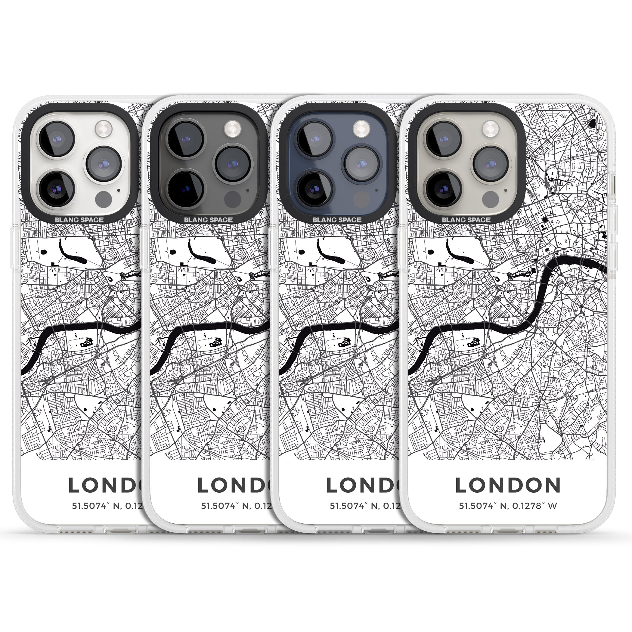 Map of London, England iPhone 15 Pro Max / 15 Pro / 14 Pro Max / 14 Pro / 13 Pro Clear Case Impact Air - Blanc Space