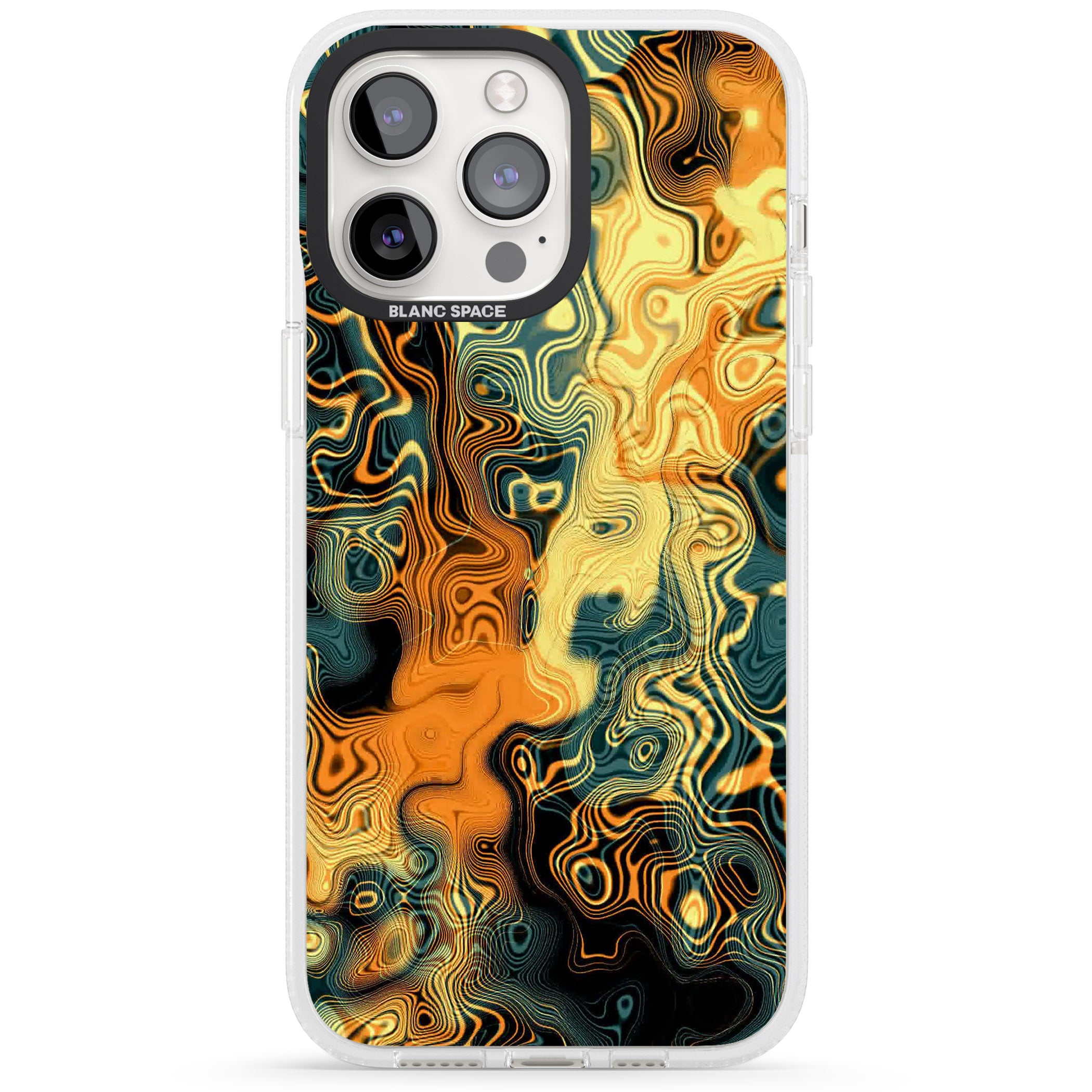 Gold Green Marble iPhone 15 Pro Max / 15 Pro / 14 Pro Max / 14 Pro / 13 Pro Clear Case Impact Air - Blanc Space