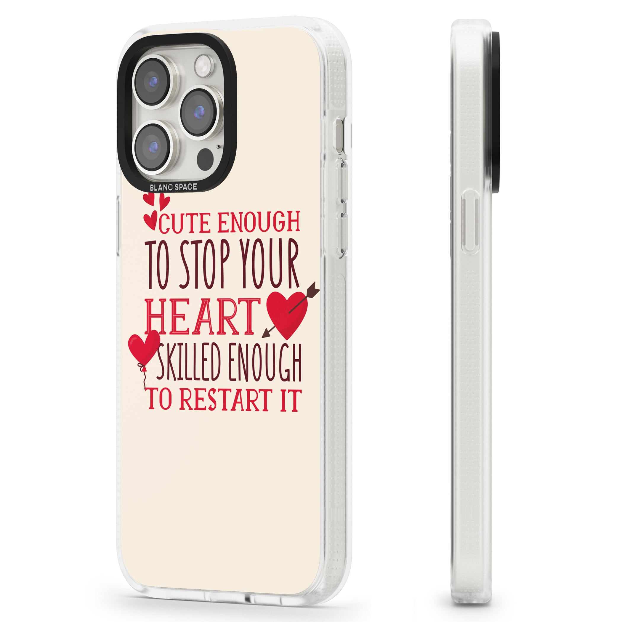 Medical Design Cute Enough to Stop Your Heart iPhone 15 Pro Max / 15 Pro / 14 Pro Max / 14 Pro / 13 Pro Clear Case Impact Air - Blanc Space