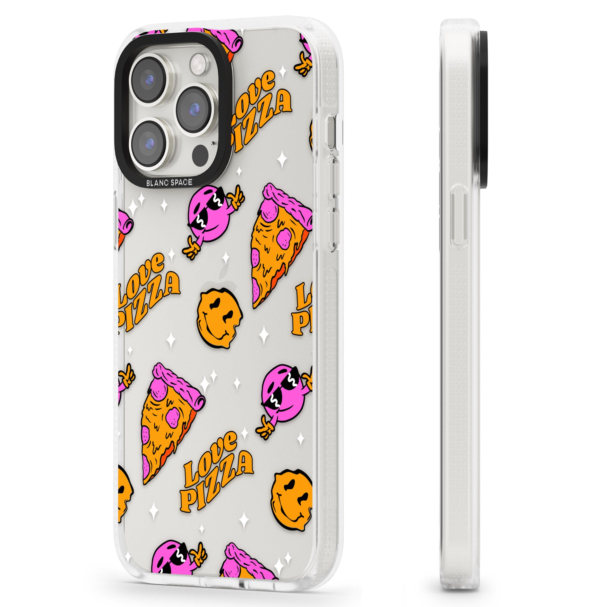 Psychedelic Love Pizza Pattern (Clear) iPhone 15 Pro Max / 15 Pro / 14 Pro Max / 14 Pro / 13 Pro Clear Case Impact Air - Blanc Space