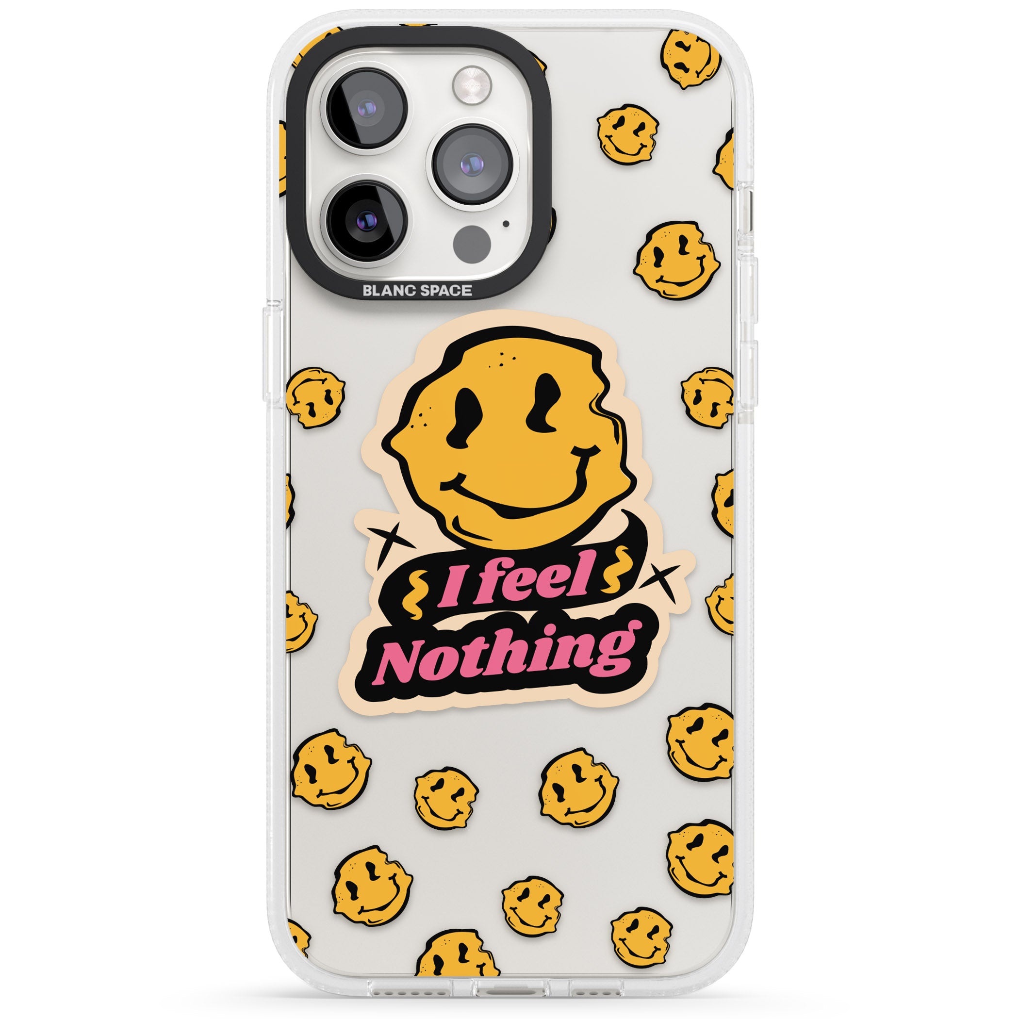I feel nothing (Clear) iPhone 15 Pro Max / 15 Pro / 14 Pro Max / 14 Pro / 13 Pro Clear Case Impact Air - Blanc Space