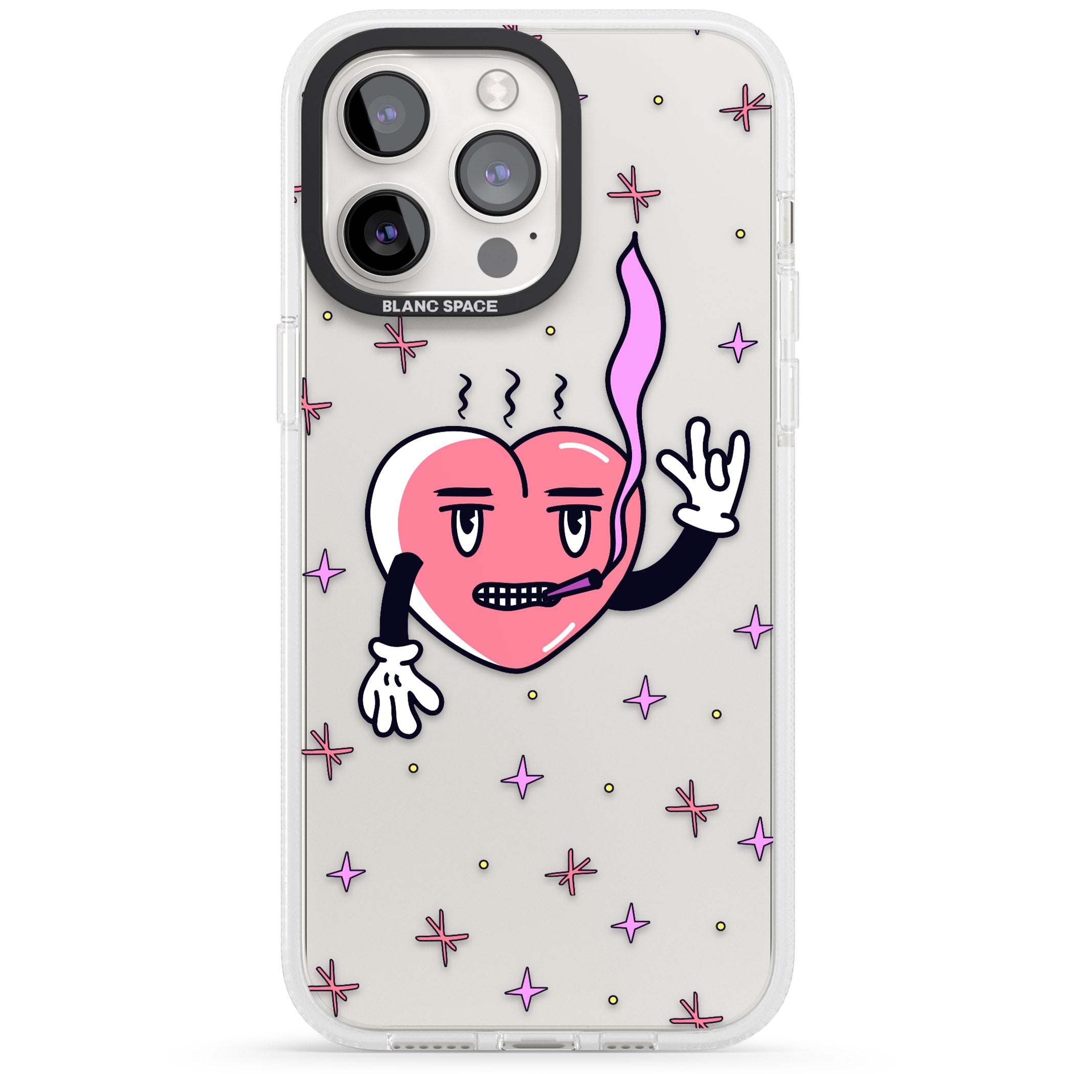 Rock n Roll Heart (Clear) iPhone 15 Pro Max / 15 Pro / 14 Pro Max / 14 Pro / 13 Pro Clear Case Impact Air - Blanc Space