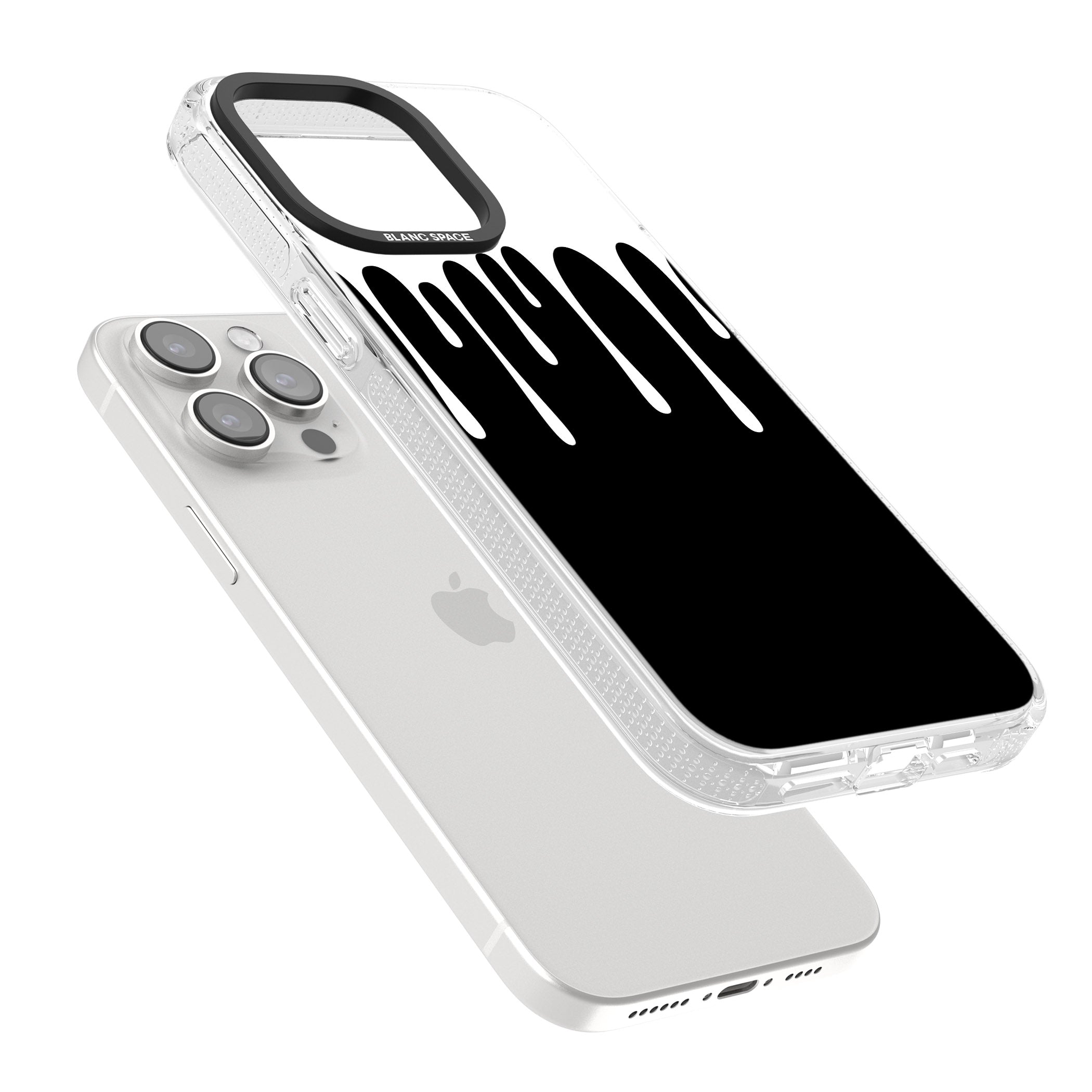 Melted Effect: White & Black iPhone 15 Pro Max / 15 Pro / 14 Pro Max / 14 Pro / 13 Pro Clear Case Impact Air - Blanc Space