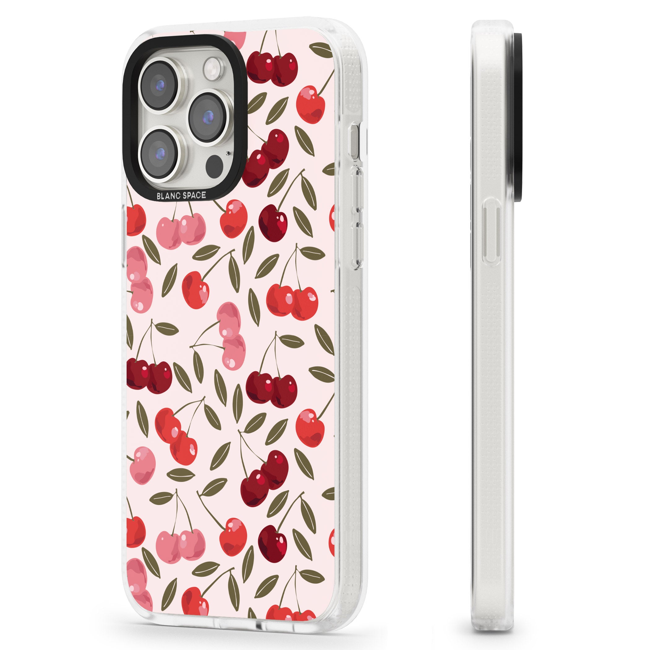Fruity & Fun Patterns Cherries iPhone 15 Pro Max / 15 Pro / 14 Pro Max / 14 Pro / 13 Pro Clear Case Impact Air - Blanc Space