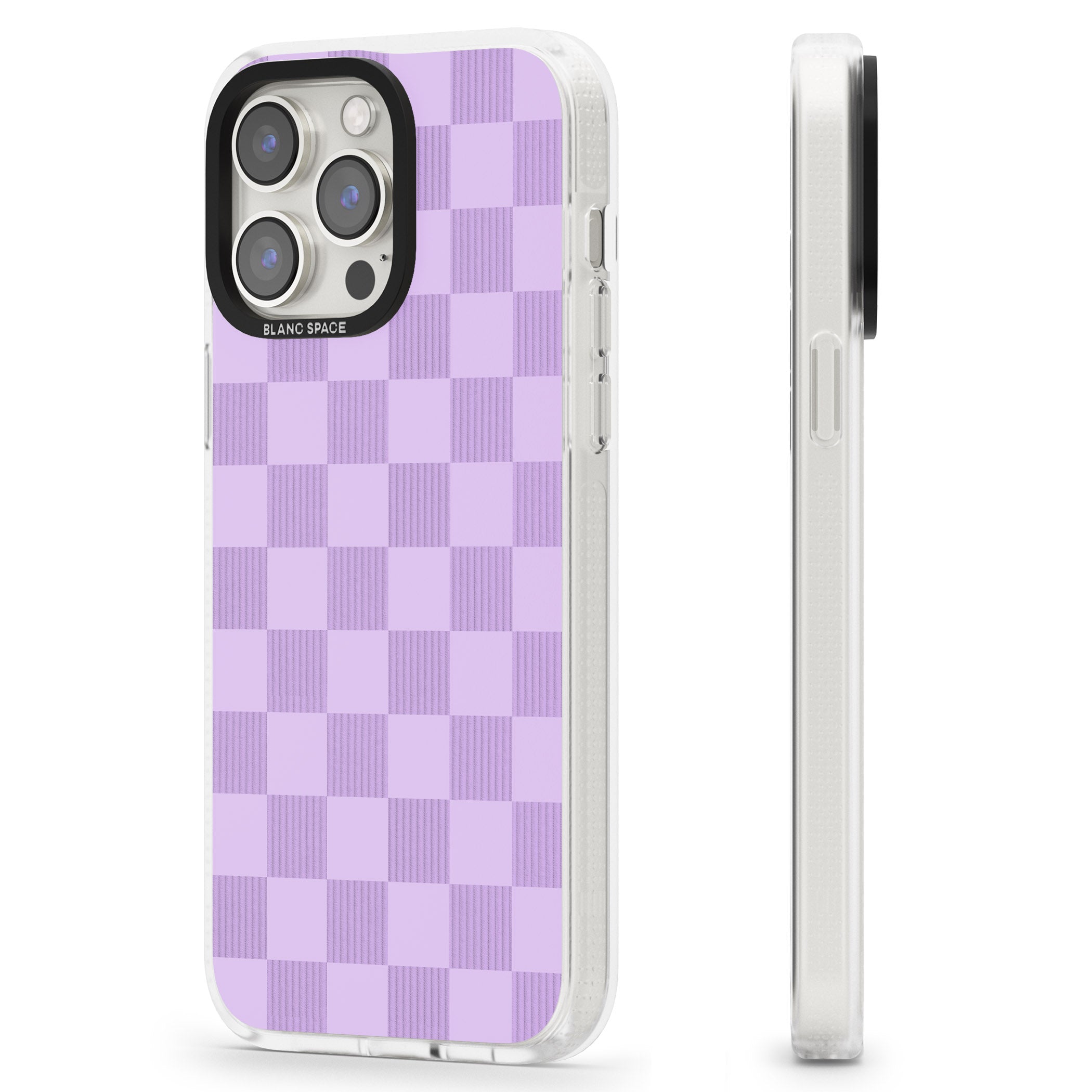 LILAC CHECKERED iPhone 15 Pro Max / 15 Pro / 14 Pro Max / 14 Pro / 13 Pro Clear Case Impact Air - Blanc Space