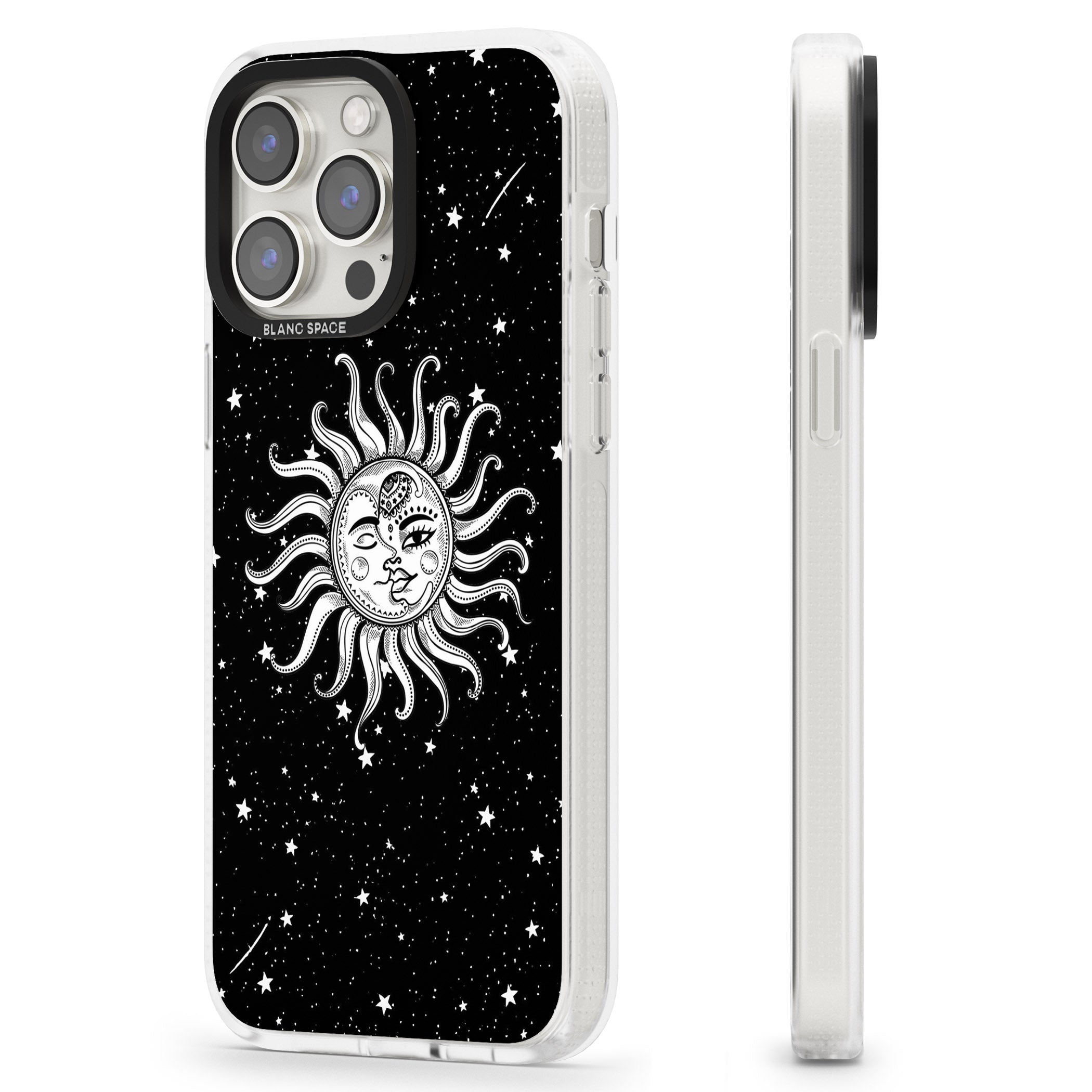 Mystic Sun Moon iPhone 15 Pro Max / 15 Pro / 14 Pro Max / 14 Pro / 13 Pro Clear Case Impact Air - Blanc Space