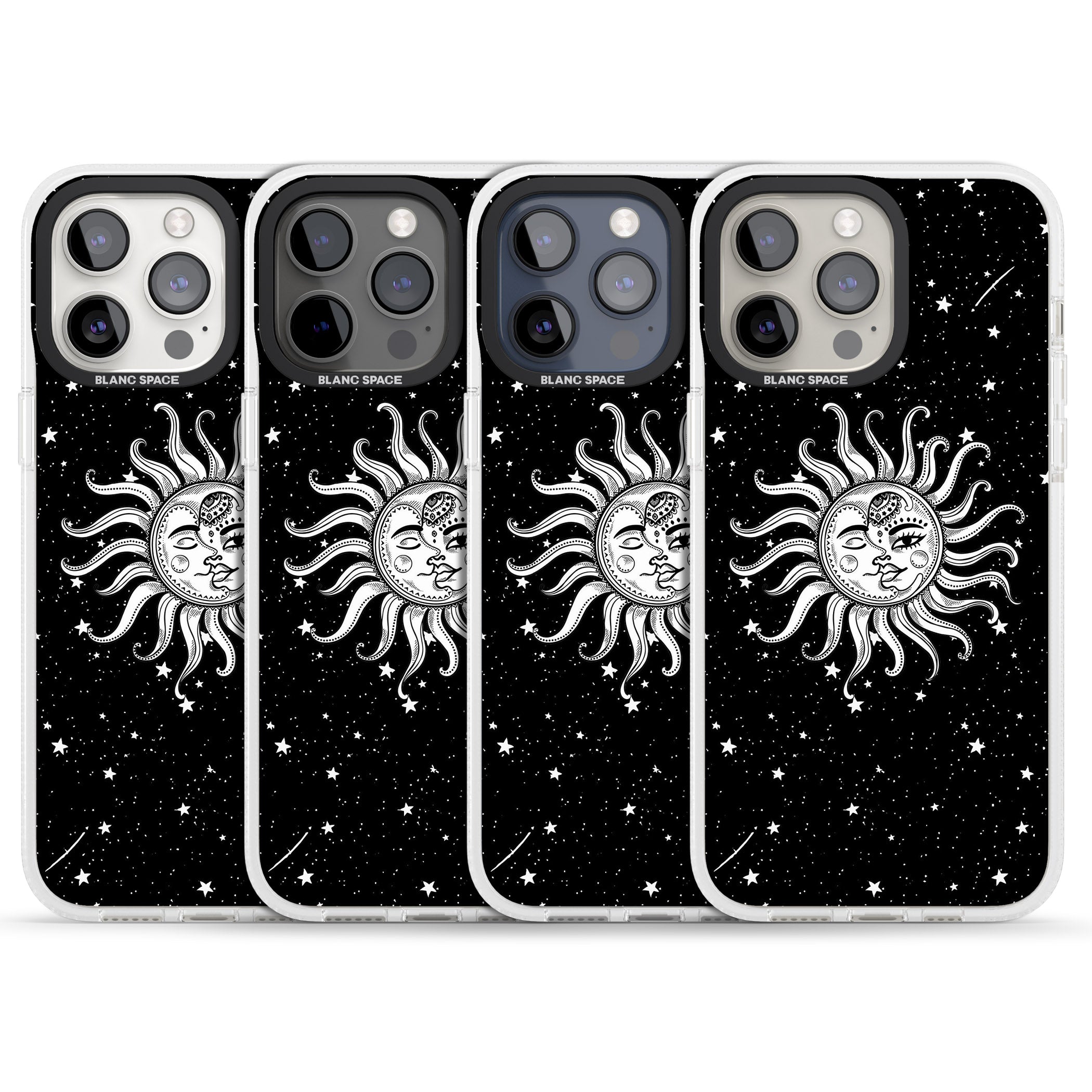 Mystic Sun Moon iPhone 15 Pro Max / 15 Pro / 14 Pro Max / 14 Pro / 13 Pro Clear Case Impact Air - Blanc Space