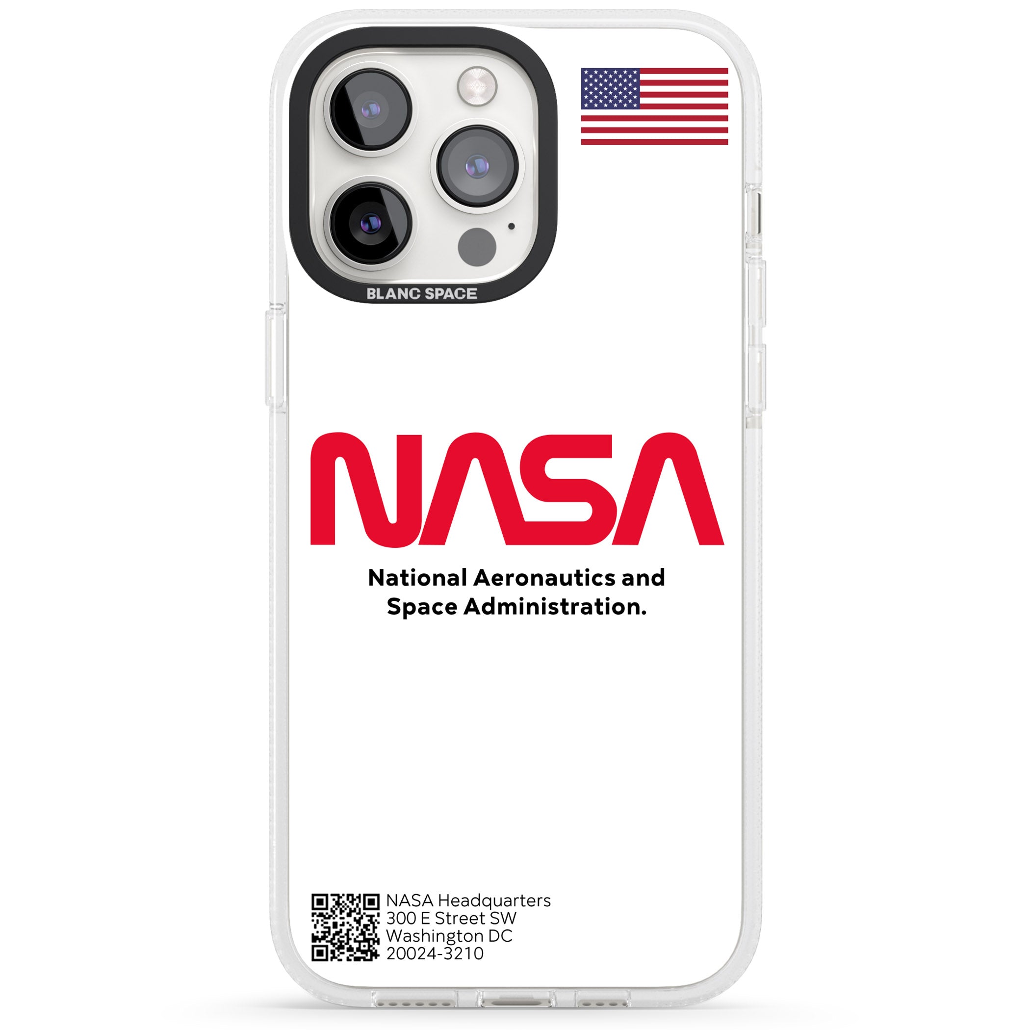 NASA The Worm iPhone 15 Pro Max / 15 Pro / 14 Pro Max / 14 Pro / 13 Pro Clear Case Impact Air - Blanc Space