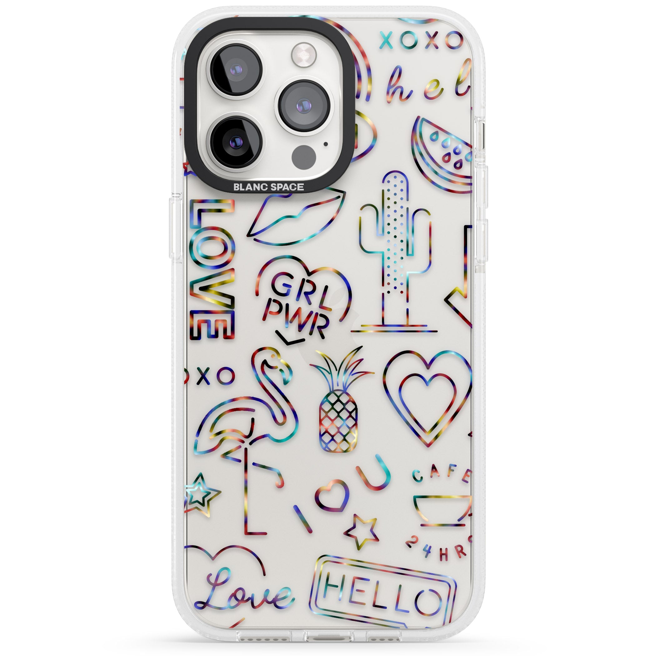 Funky nebula Neon Sign iPhone 15 Pro Max / 15 Pro / 14 Pro Max / 14 Pro / 13 Pro Clear Case Impact Air - Blanc Space