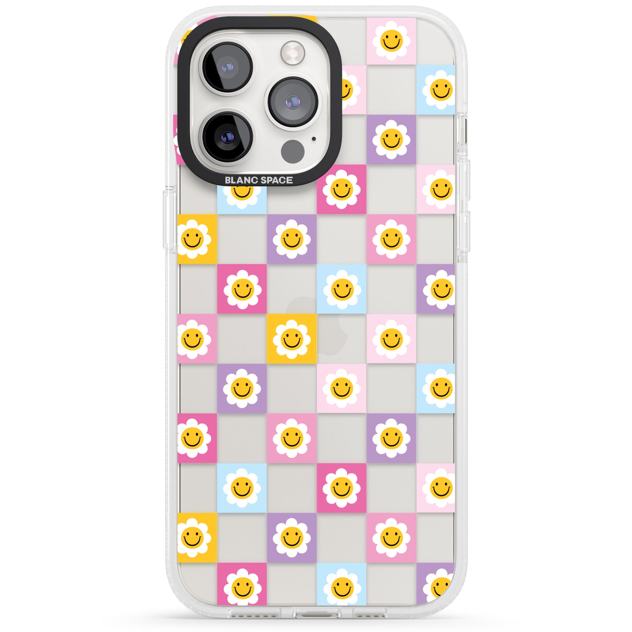 Daisy Squares Pattern iPhone 15 Pro Max / 15 Pro / 14 Pro Max / 14 Pro / 13 Pro Clear Case Impact Air - Blanc Space