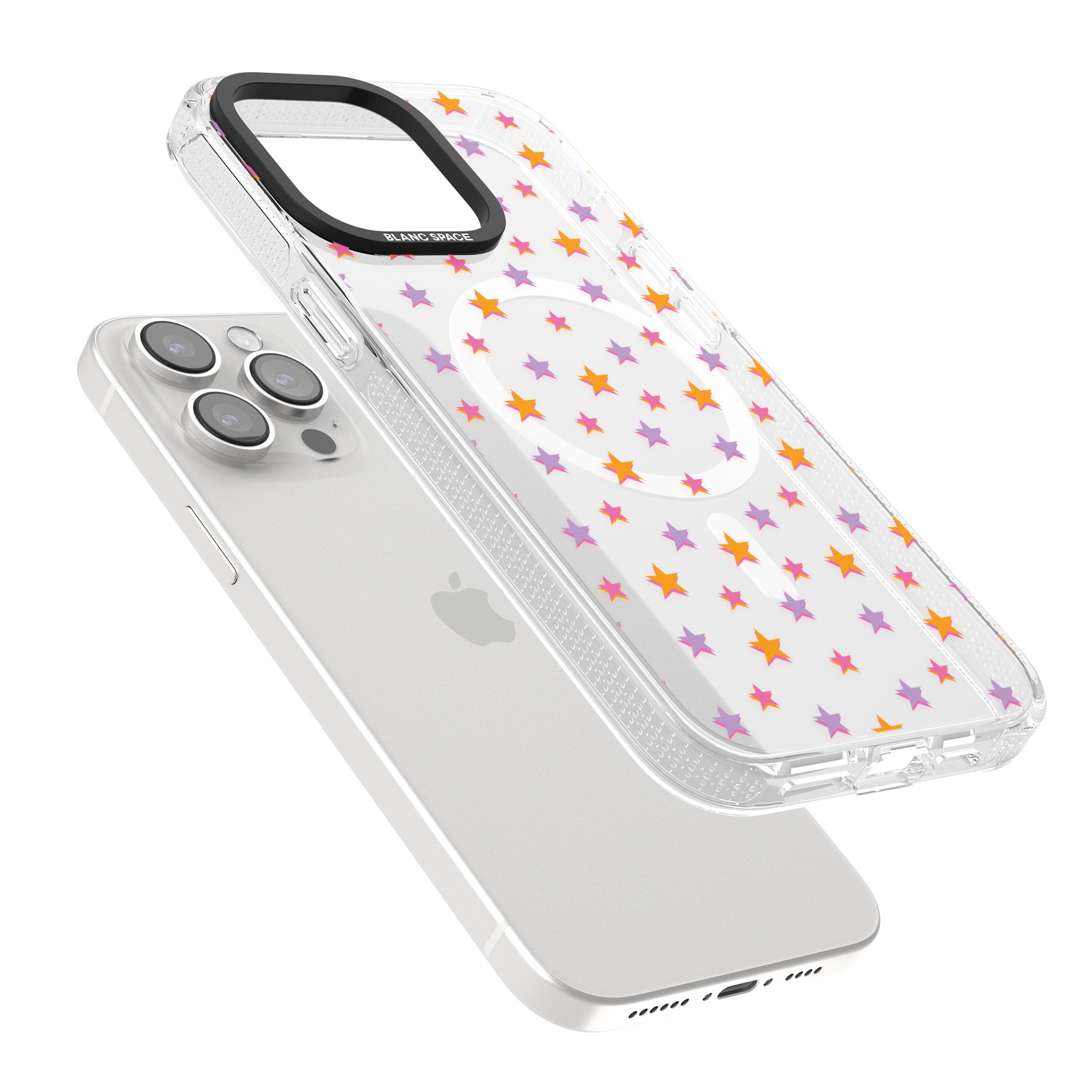 Spangling Stars Pattern iPhone 15 Pro Max / 15 Pro / 14 Pro Max / 14 Pro / 13 Pro Clear Case Impact Air - Blanc Space