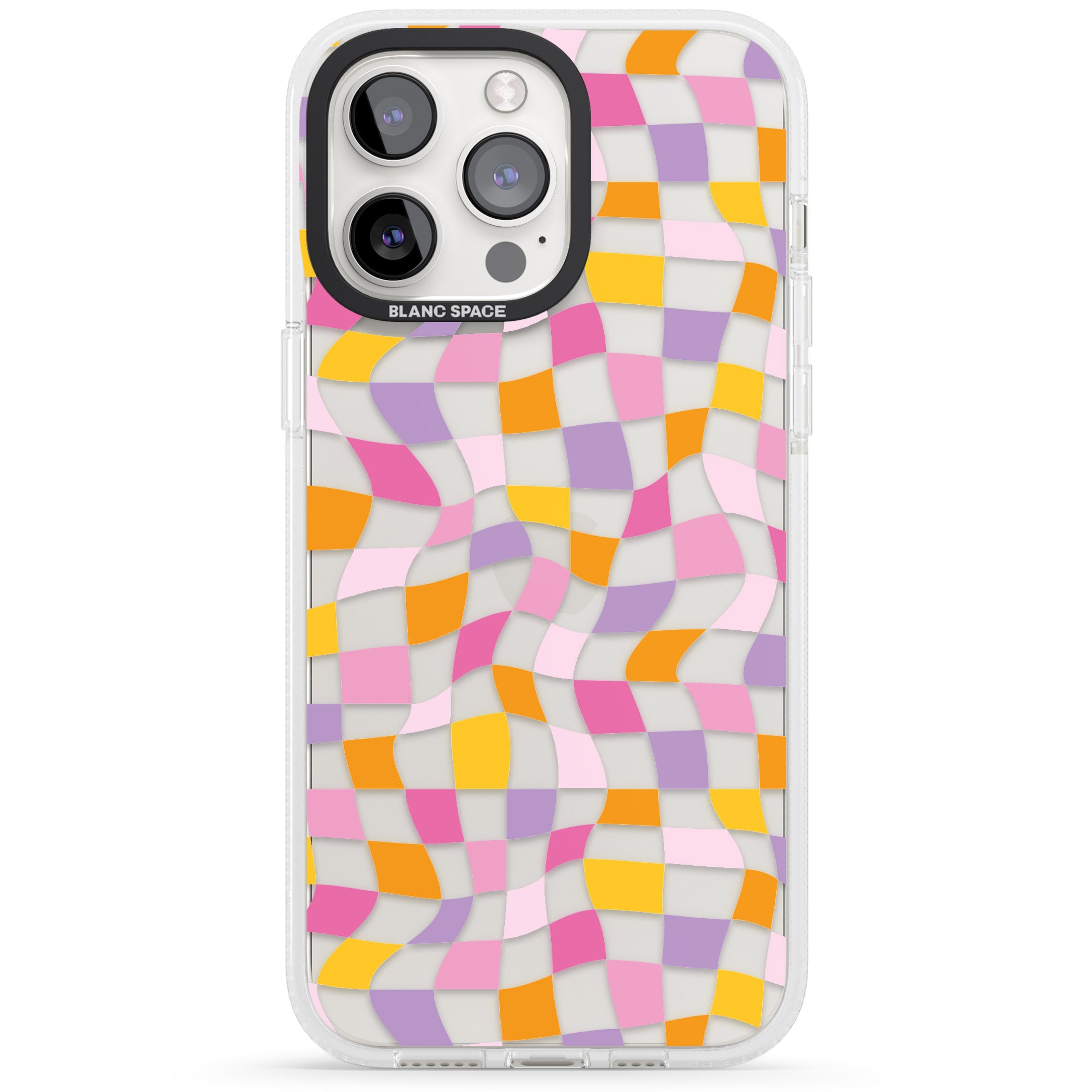 Wonky Squares Pattern iPhone 15 Pro Max / 15 Pro / 14 Pro Max / 14 Pro / 13 Pro Clear Case Impact Air - Blanc Space