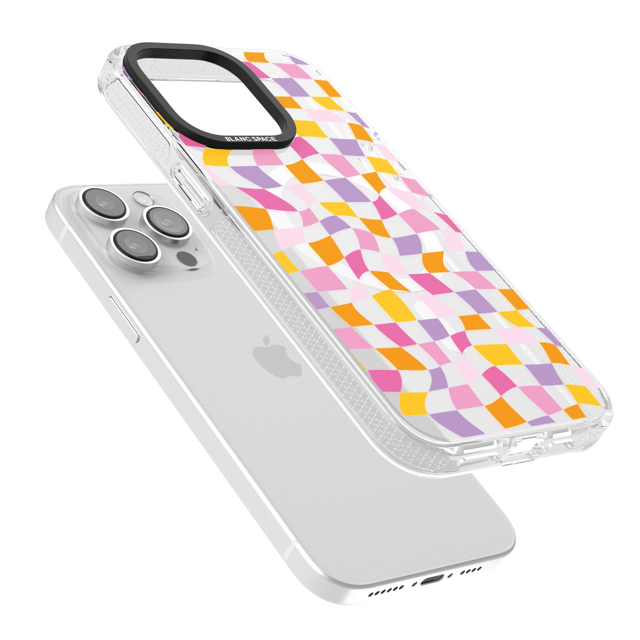 Wonky Squares Pattern iPhone 15 Pro Max / 15 Pro / 14 Pro Max / 14 Pro / 13 Pro Clear Case Impact Air - Blanc Space