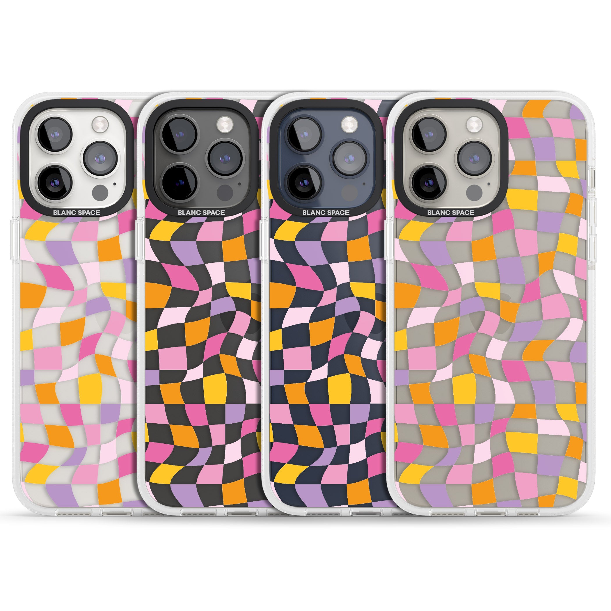 Wonky Squares Pattern iPhone 15 Pro Max / 15 Pro / 14 Pro Max / 14 Pro / 13 Pro Clear Case Impact Air - Blanc Space