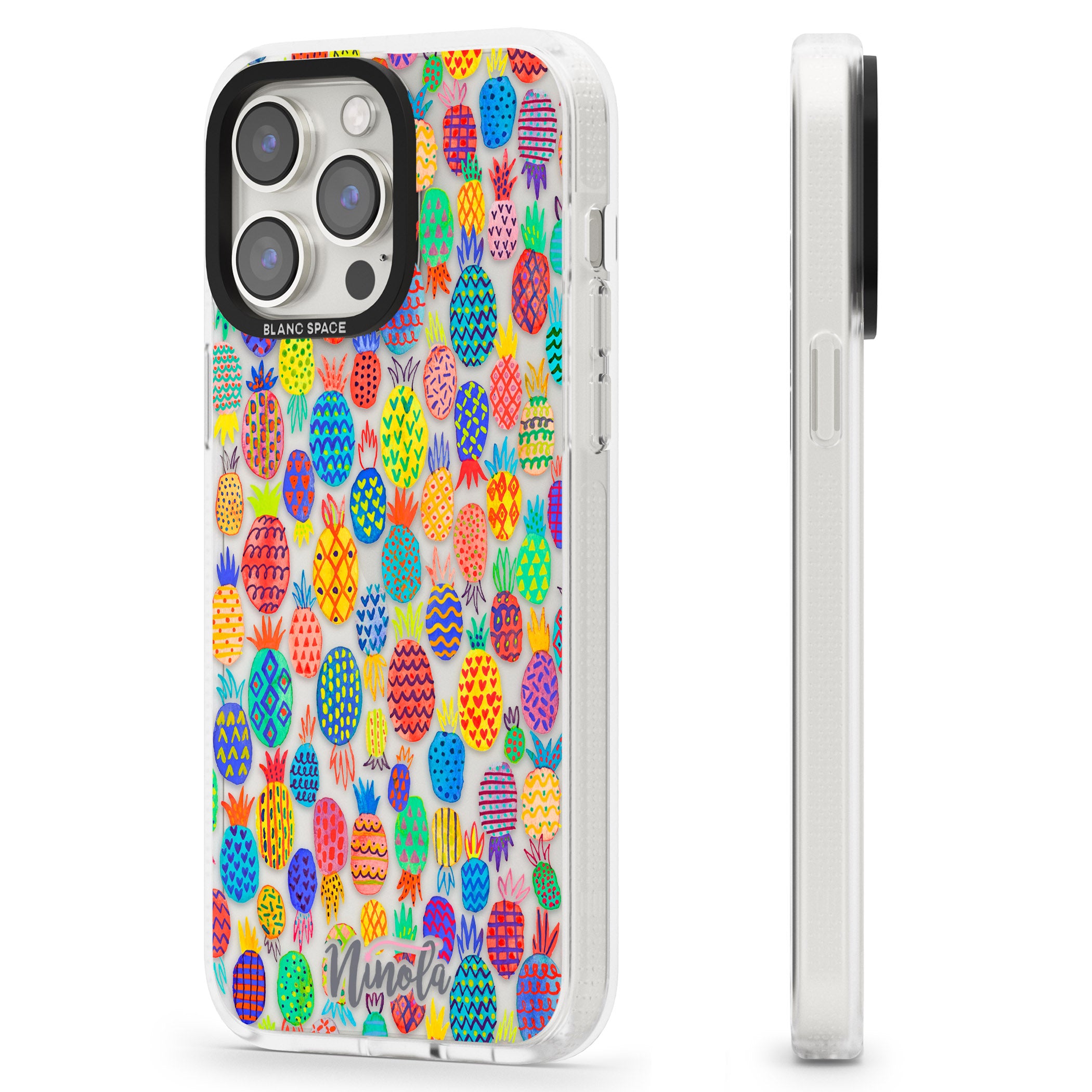 Cute Pineapples iPhone 15 Pro Max / 15 Pro / 14 Pro Max / 14 Pro / 13 Pro Clear Case Impact Air - Blanc Space